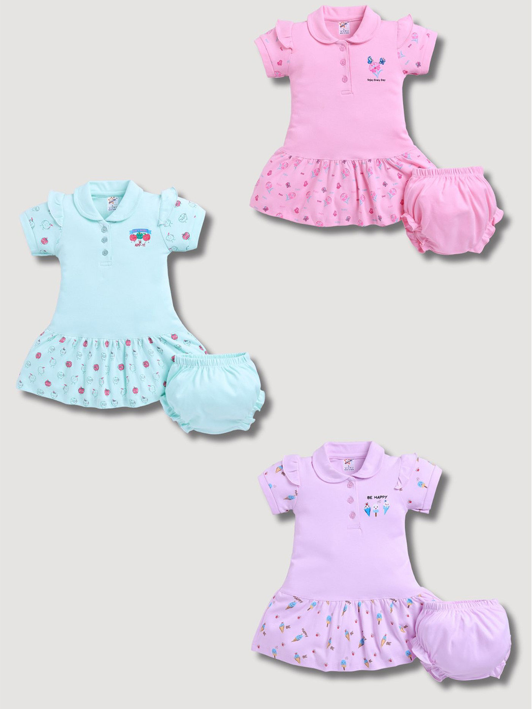 Universal Stars Girls Pack Of 2 Printed Pure Cotton Top With Shorts