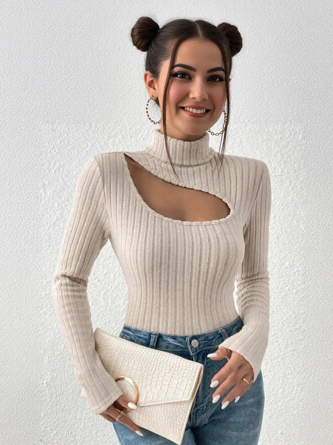 Outzidr Women Key-Hole Neck Top