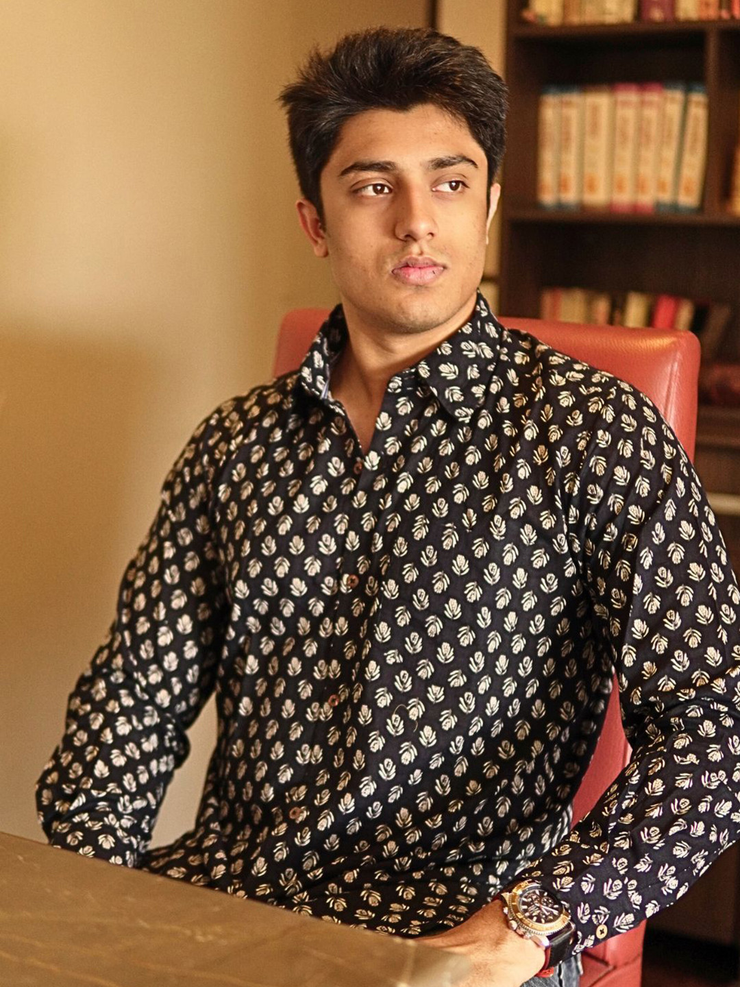 Spring Soul Floral Printed Spread Collar Straight Cotton Casual Shirt