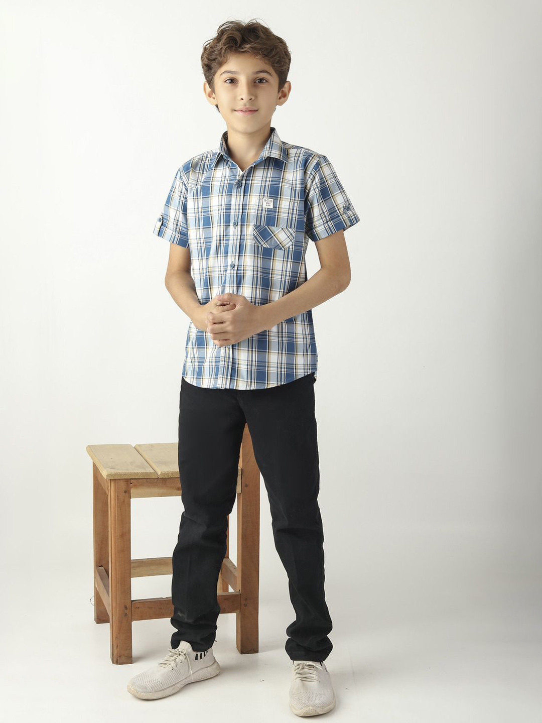 BEARSOUL Boys Tartan Checks Checked Casual Shirt