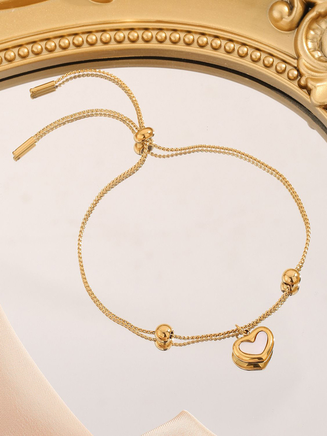 BLACKBOX Gold-Plated Stainless Steel Heart style Charm Bracelet