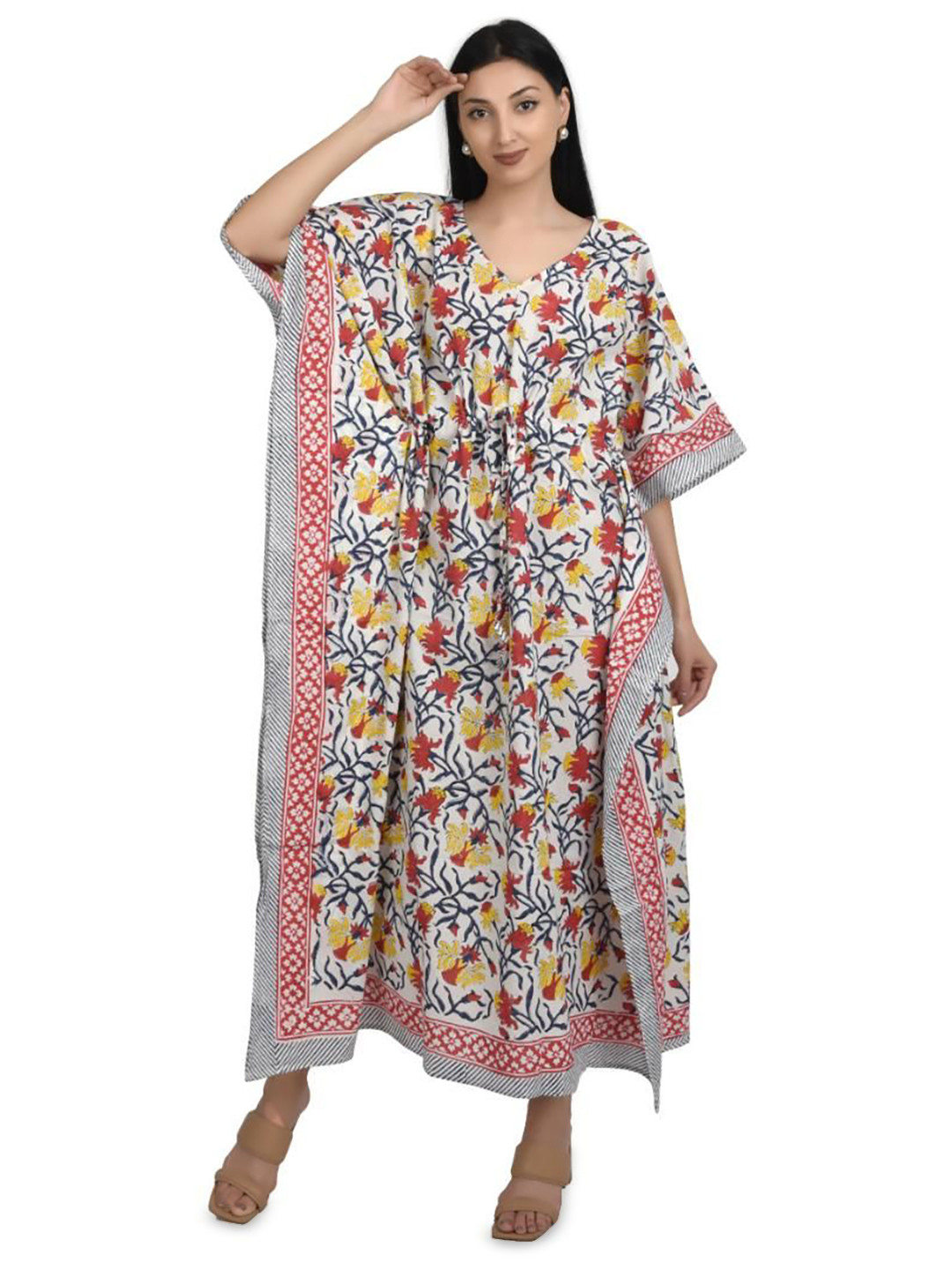 Fabric Venue Floral Print Kaftan Maxi Dress