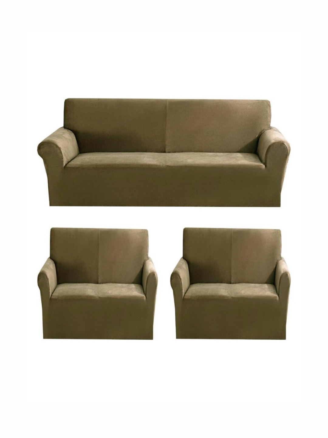 GIFTS ISLAND Gold-Toned Solid Polyester 3 Piece Sofa Cover With Arms