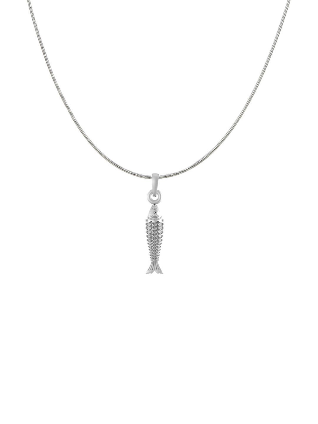 Metronaut 92.5 Sterling Silver Fish Pendant With Rope Chain