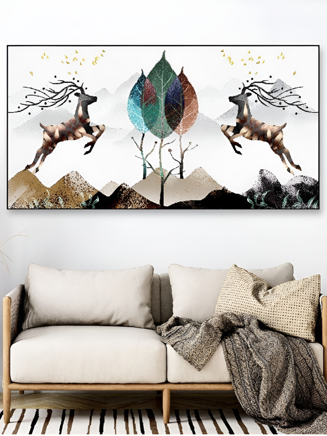 DEKORSTATION Wood Wall Rectangle Paintings Wall Art - 14 x 47In