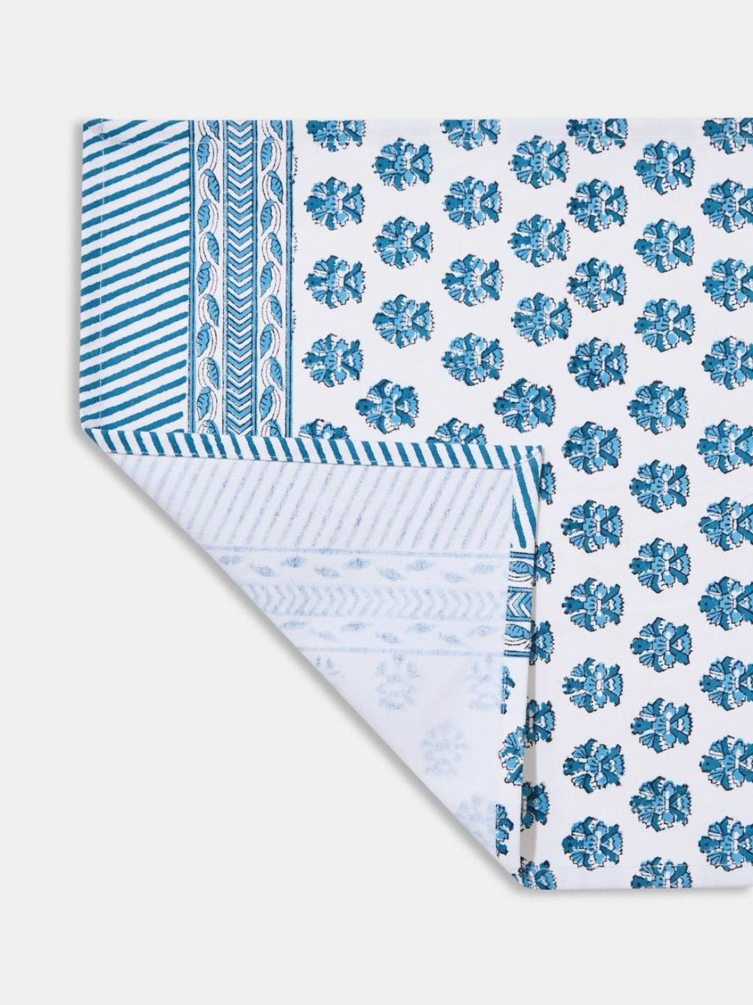 Fabindia Cabana Set Of 6 Blue Printed Cotton Table Placemats