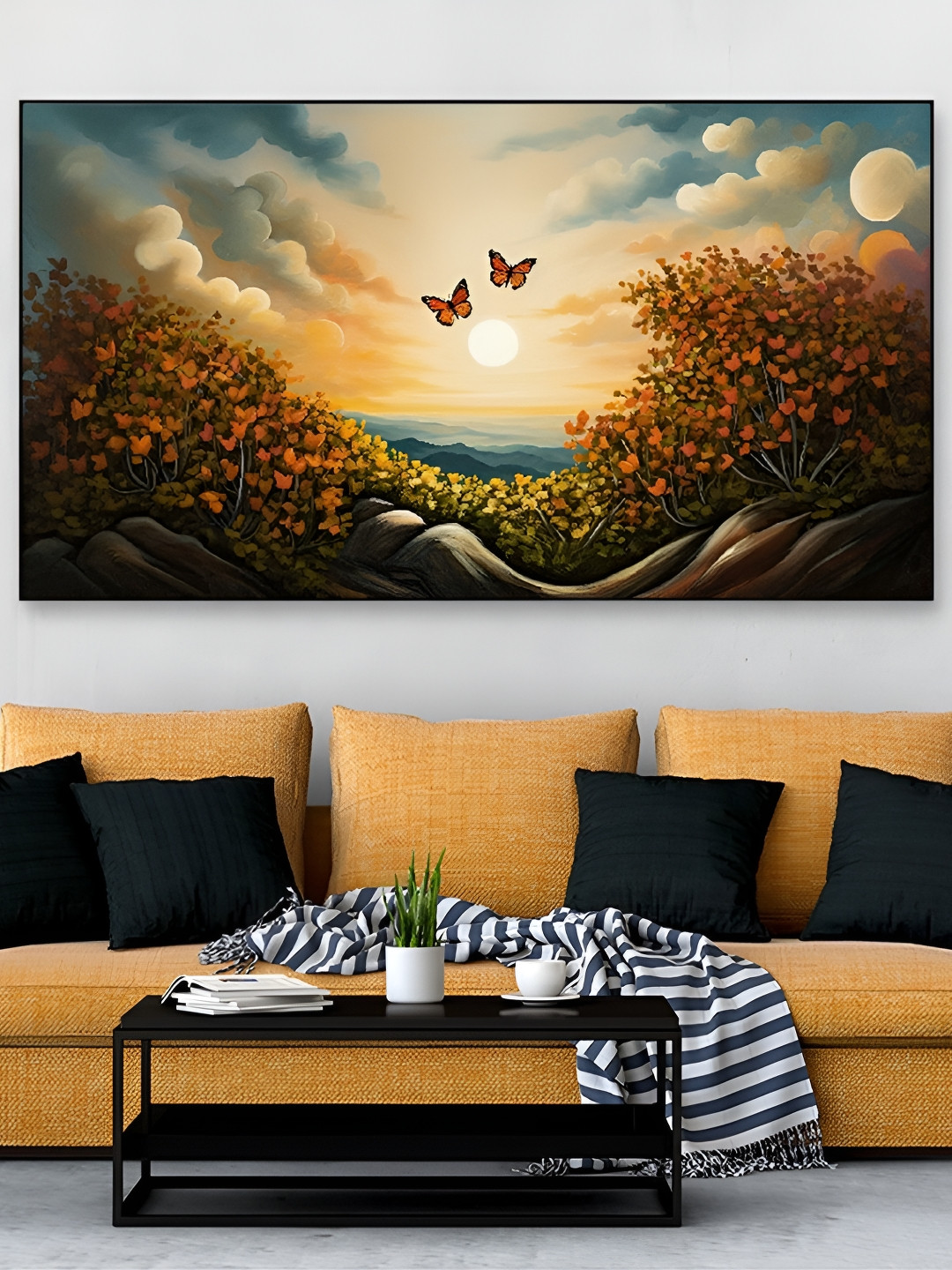 DEKORSTATION Beige & Blue Painted Wooden Wall Art