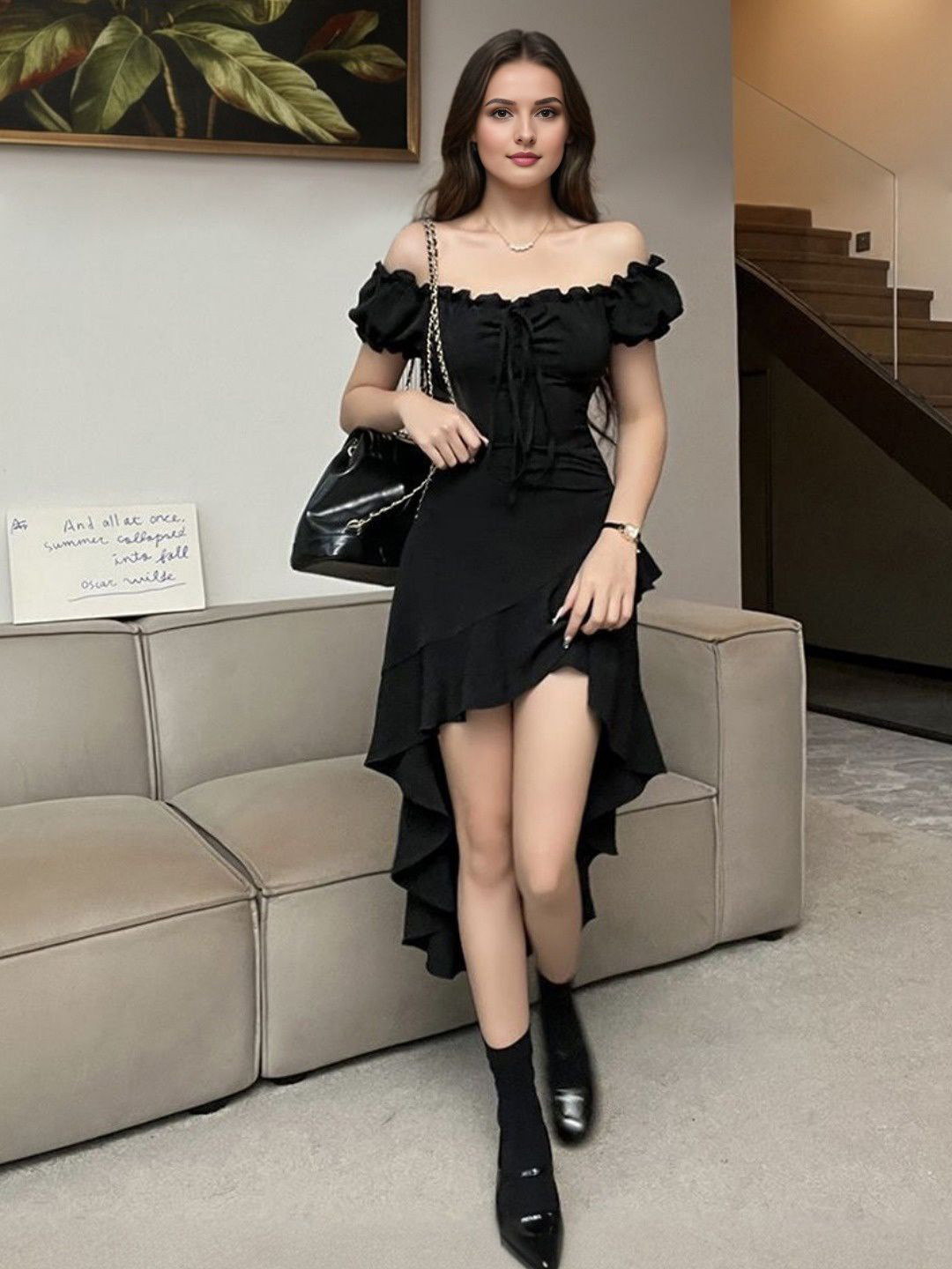 StyleCast Off-Shoulder Ruffled Fit & Flare Mini Dress