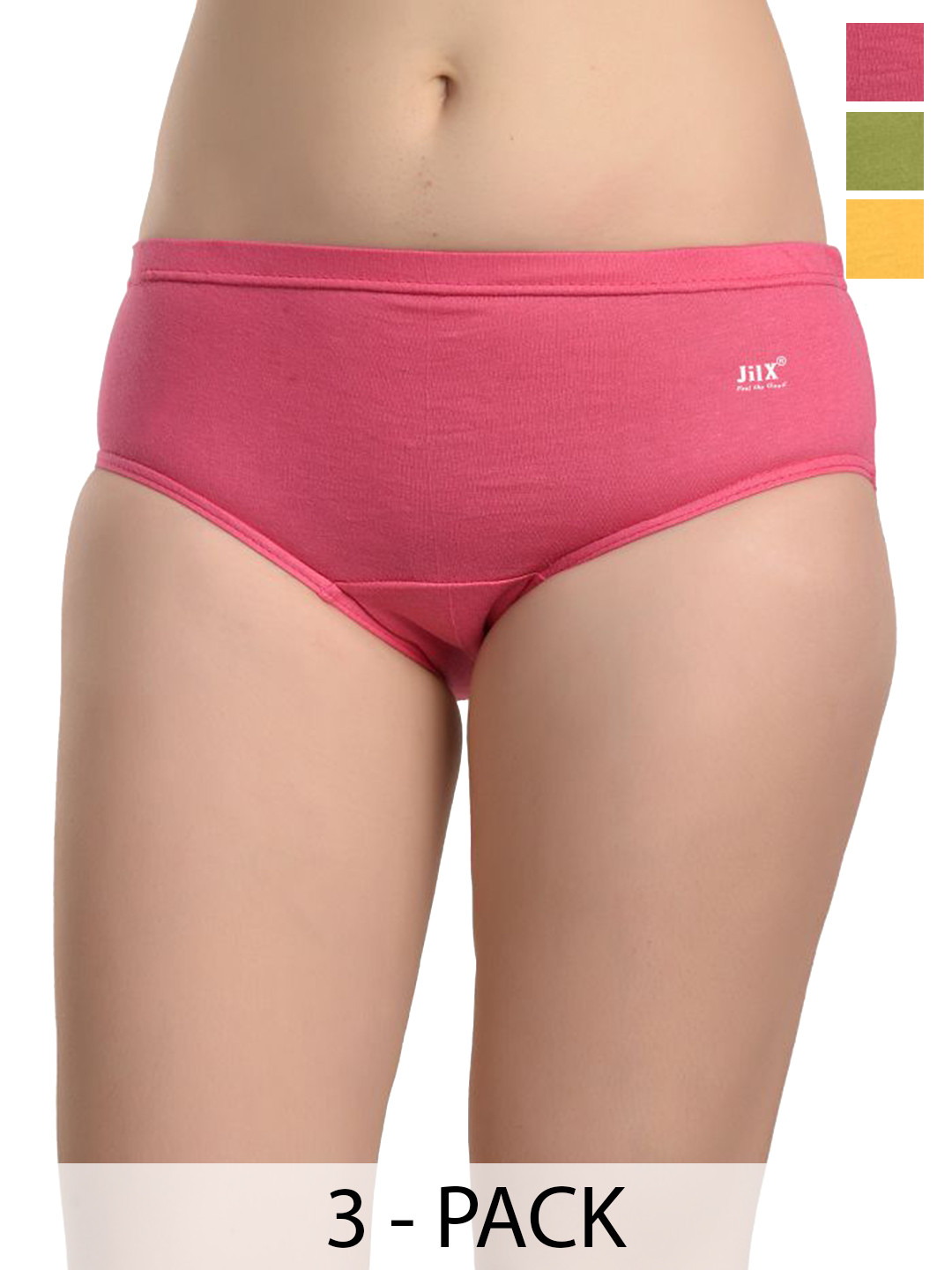 JIL X Pack Of 3 Cotton Hipster Briefs MY-JILX-PRO-PLAIN-IE-3PC