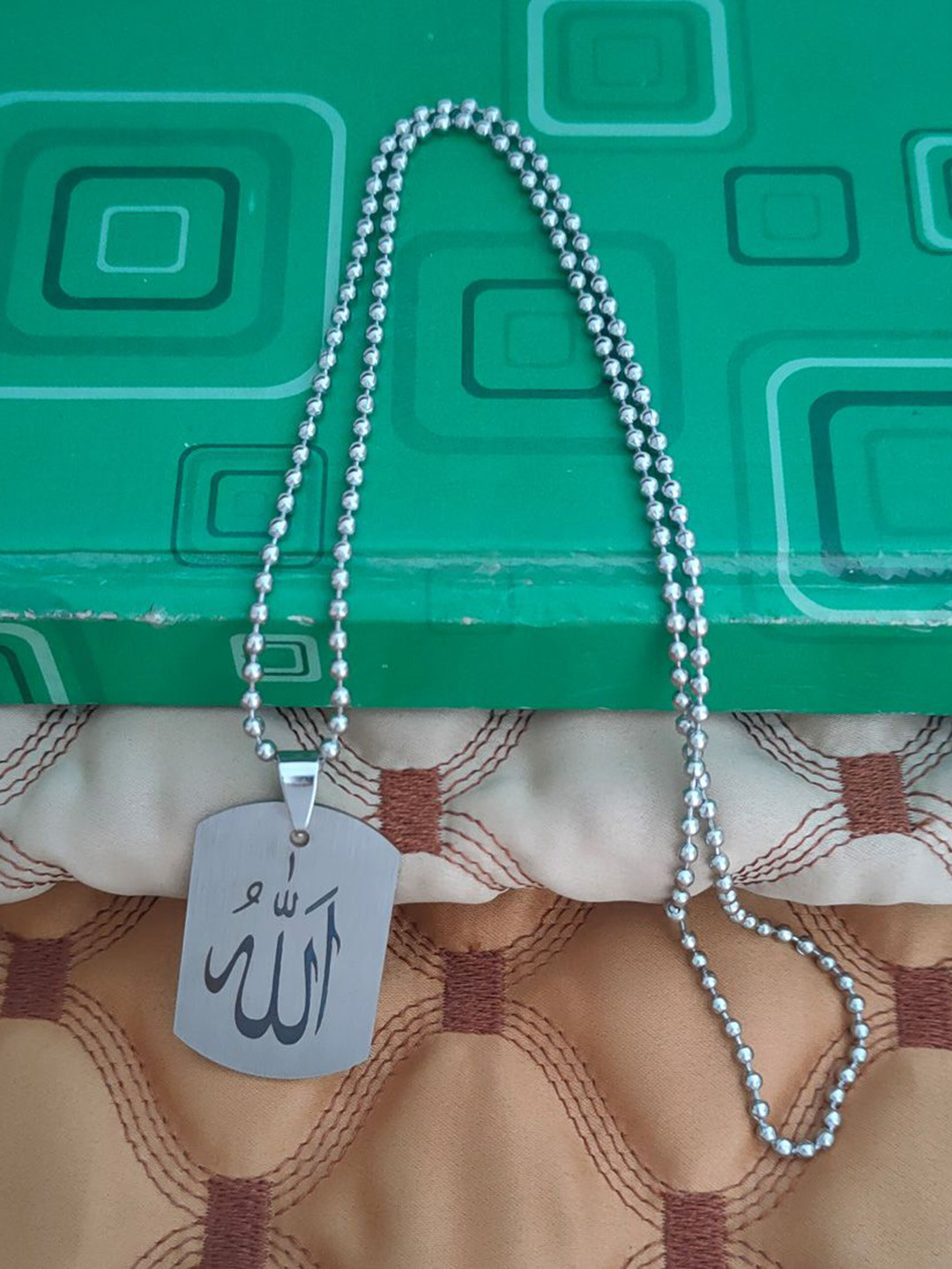 M Men Style Silver-Plated Stainless Steel Geometric Islamic Allah Pendant