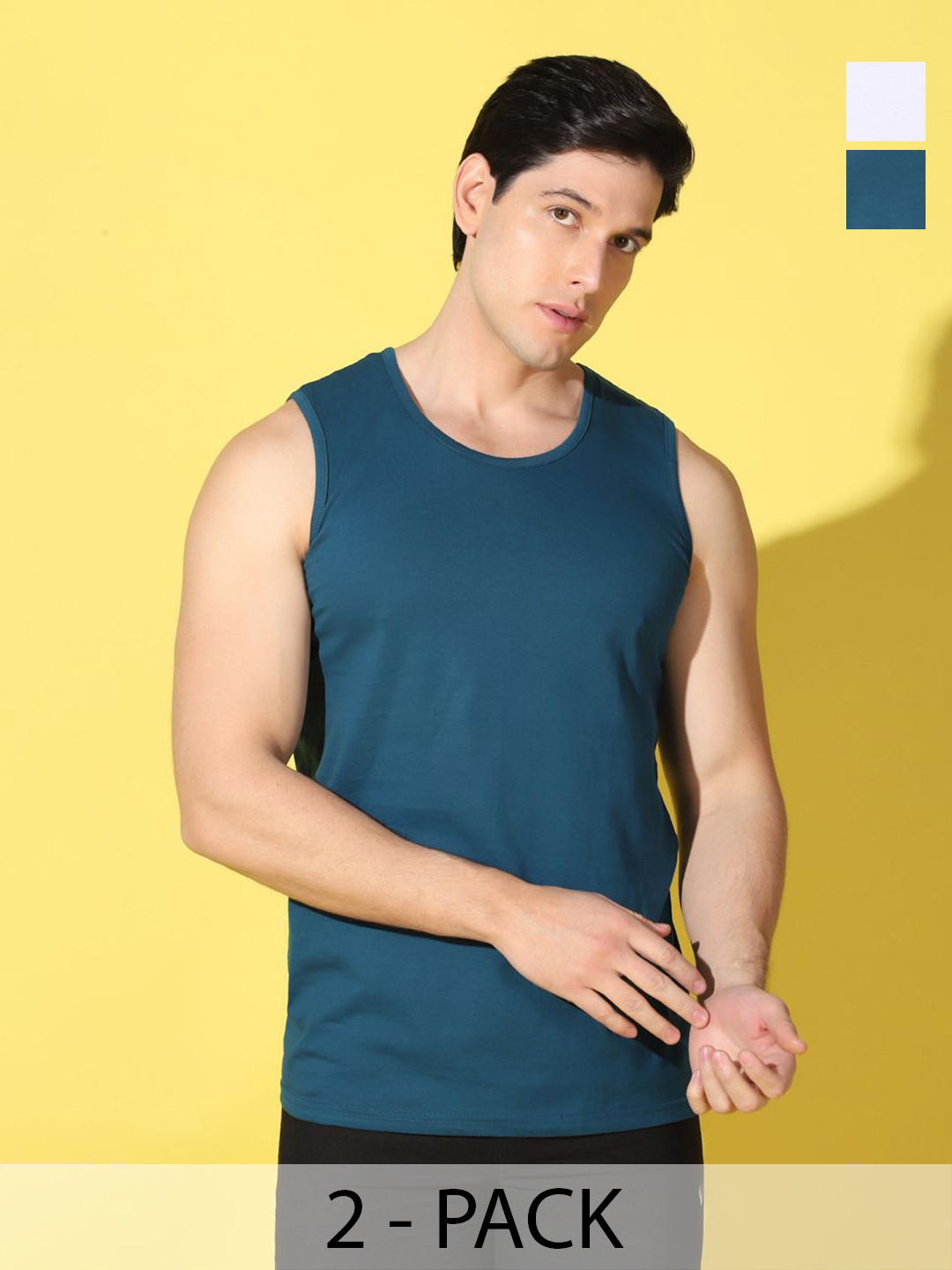 WOOSTRO Men Pack Of 2Typography Printed Applique Slim Fit T-shirt