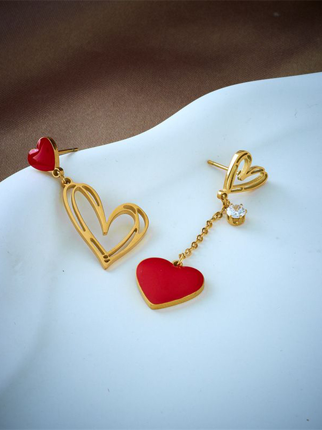BLACKBOX Gold-Plated CZ Studded Heart Charm Jewellery Set
