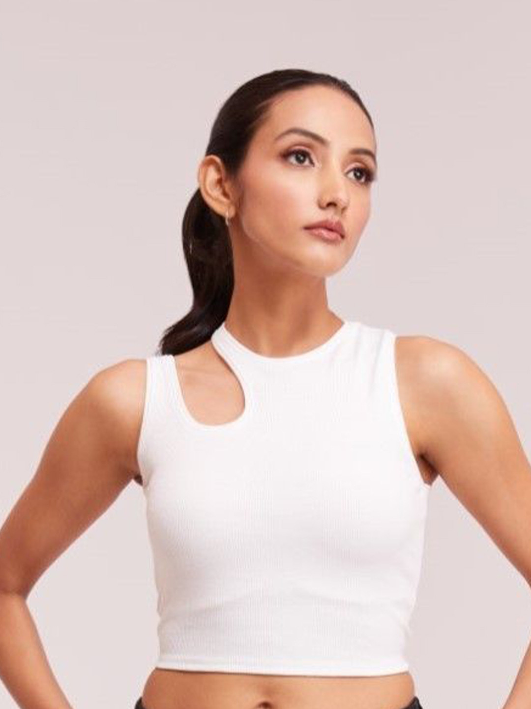 The Cloth Crow Ribbed Cut Out Tank Crop Top