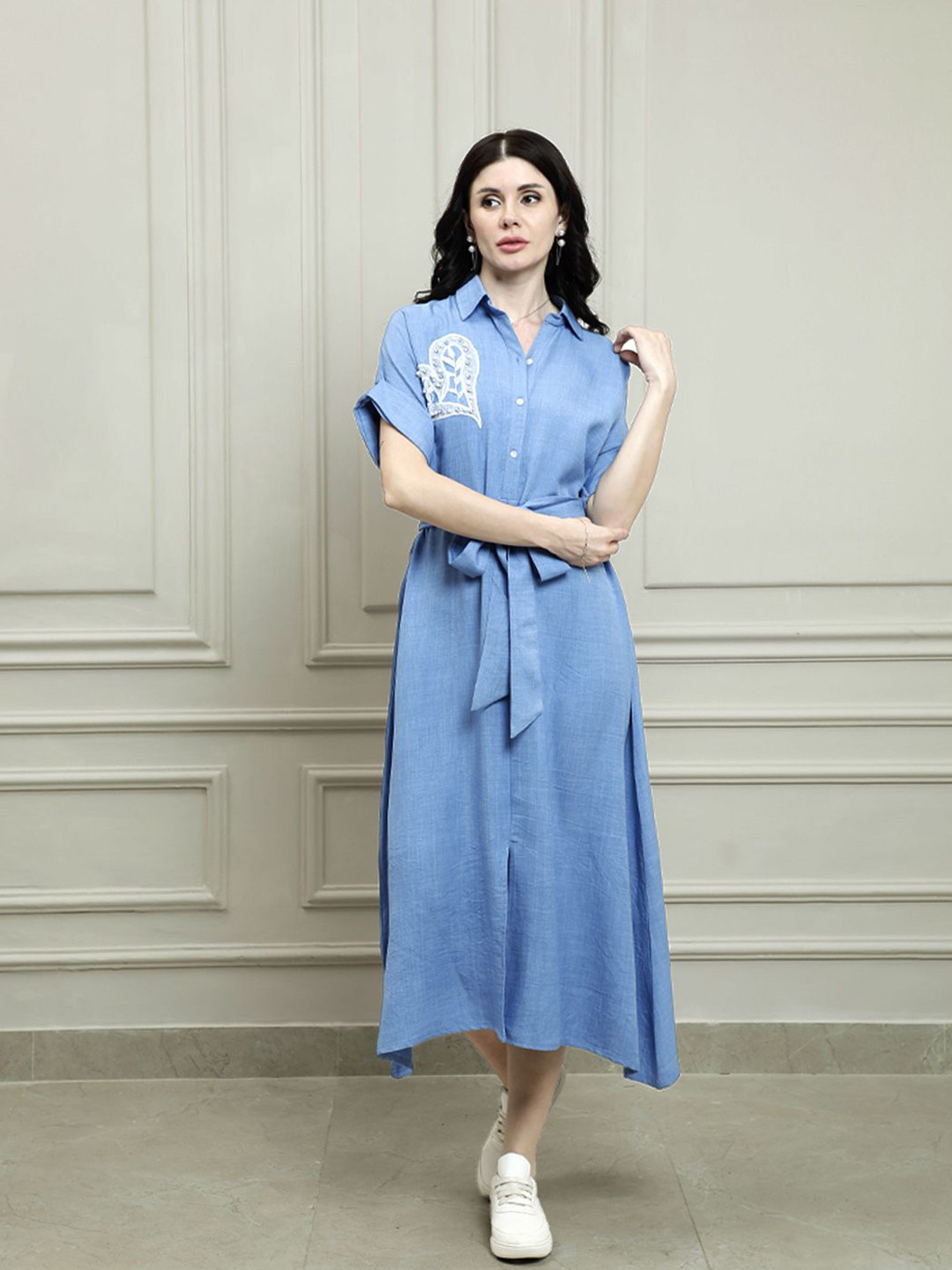 Athena Linen A-Line Midi Dress