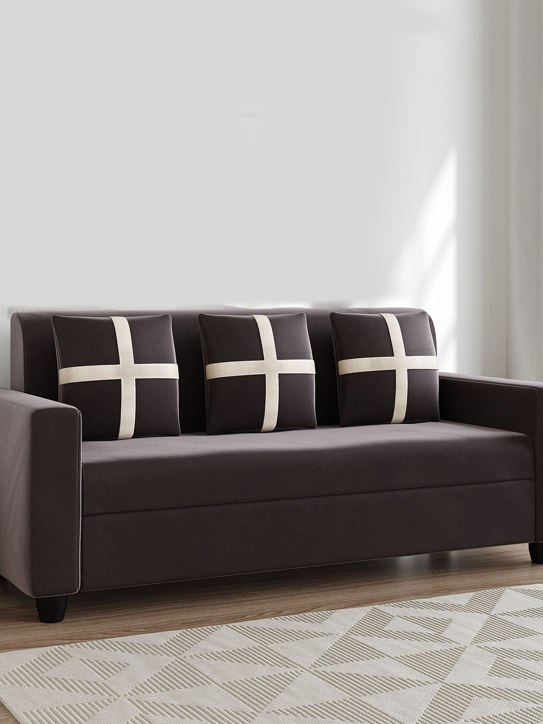 Alliewood Brown Sheesham Wood 3 Seater Sofa