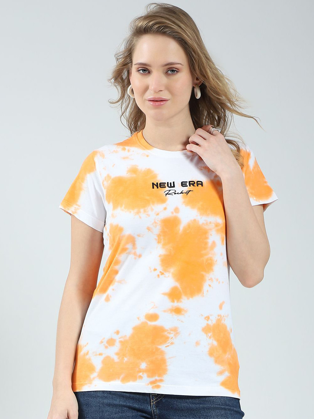 rock.it Women Tie and Dye Cotton  Round Neck Top