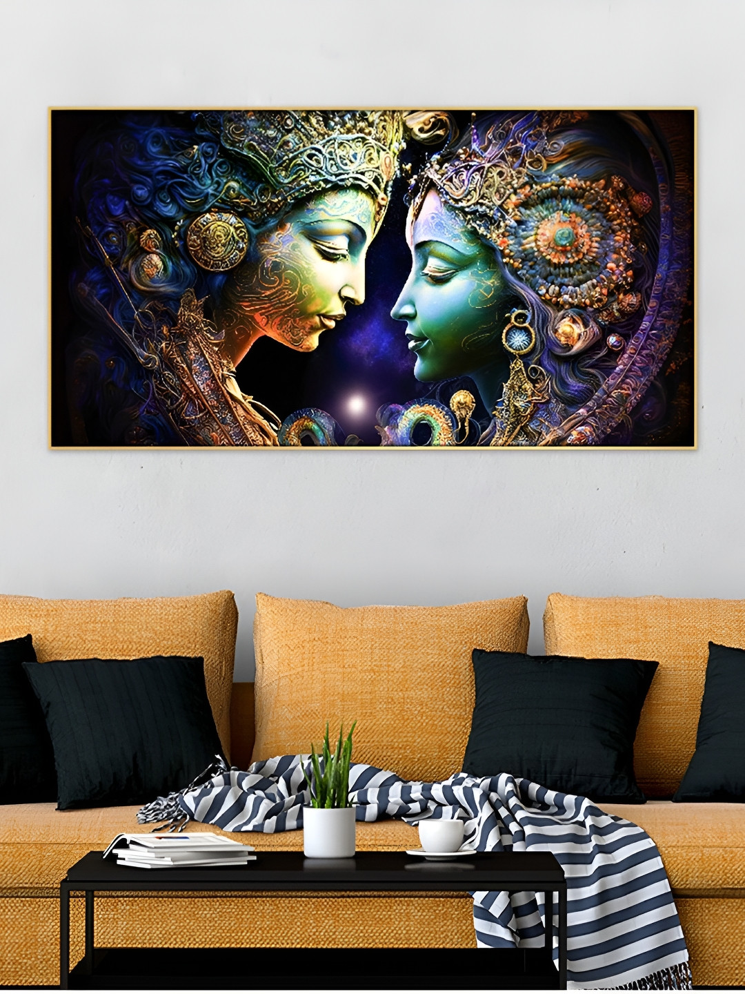 DEKORSTATION Green & Blue Religious Printed Canvas Wall Art