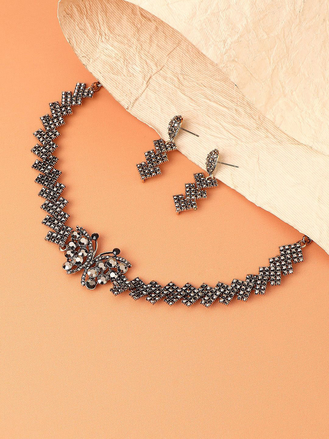 DressBerry Stones-Studded Butterfly Jewellery Set