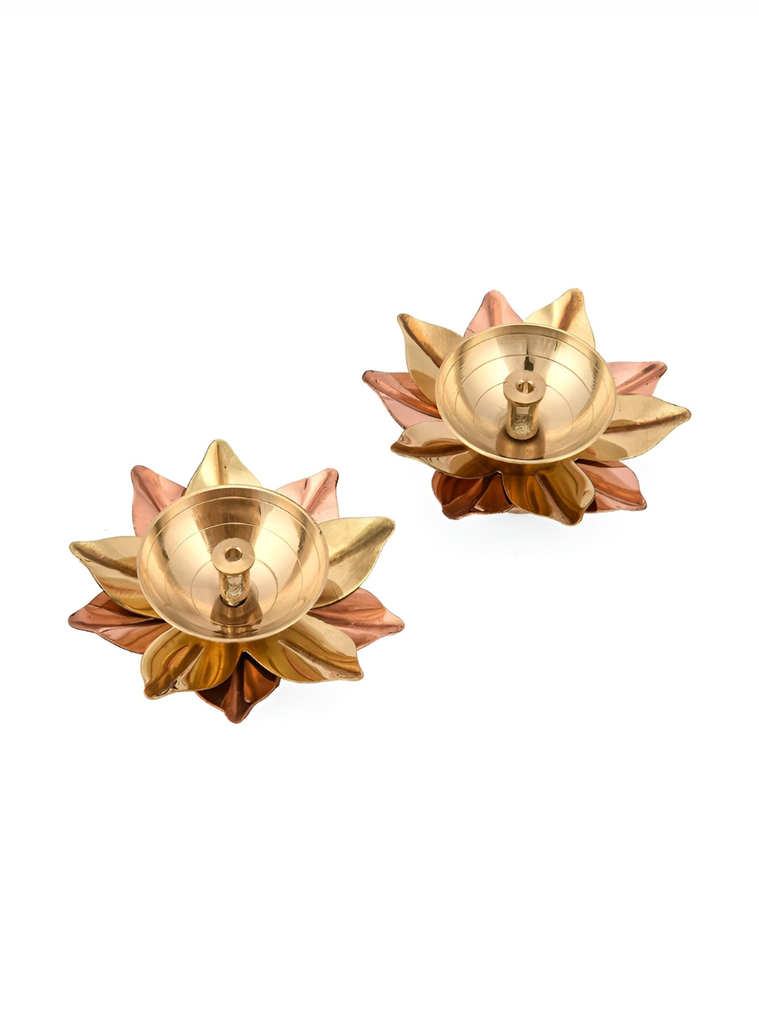 Aura 2-Pcs Yellow Textured Brass Akhand Diyas
