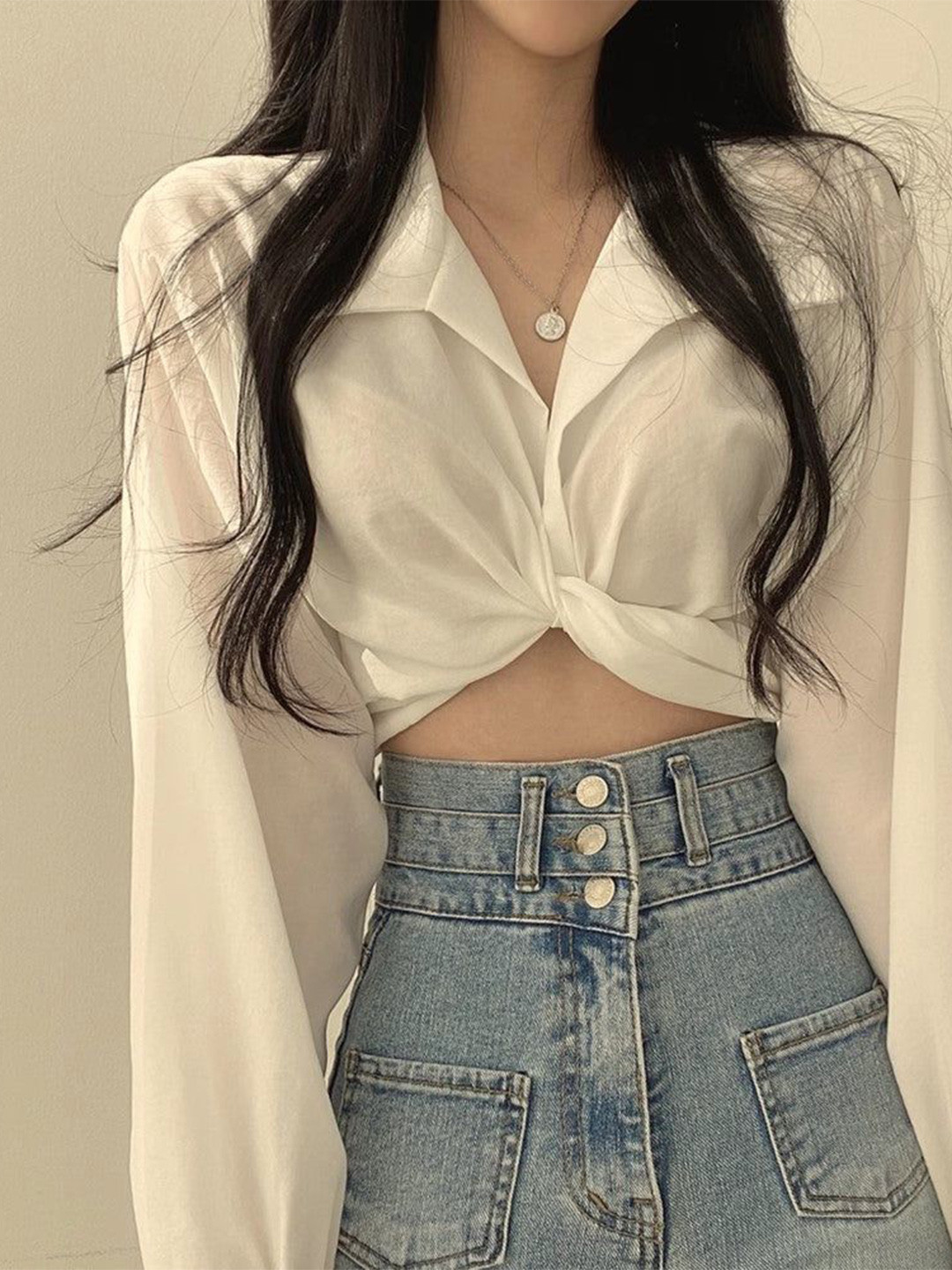 Outzidr Women Front Knotted Shirt