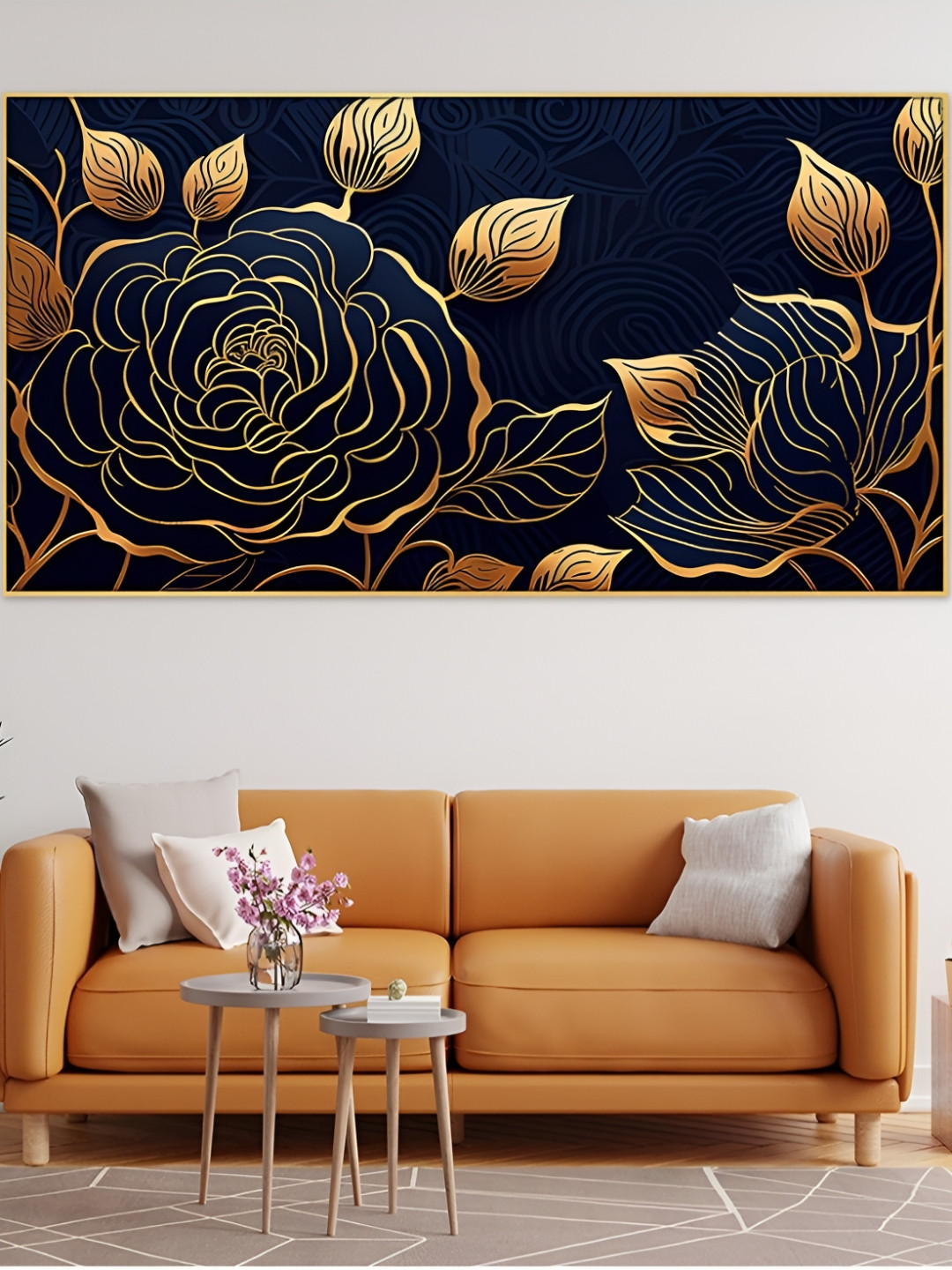 DEKORSTATION Beige & Black Floral And Botanical Canvas Wall Art