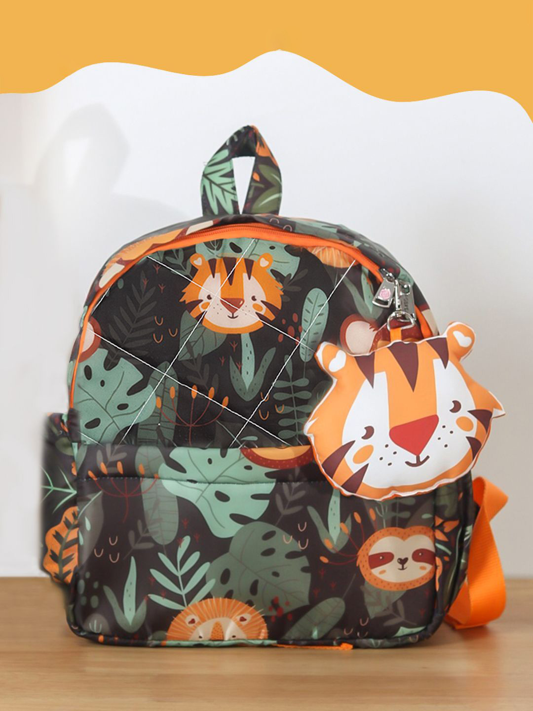 ROSADA Kids Jungle Printed  Waterproof Backpack With Keychain-11inch