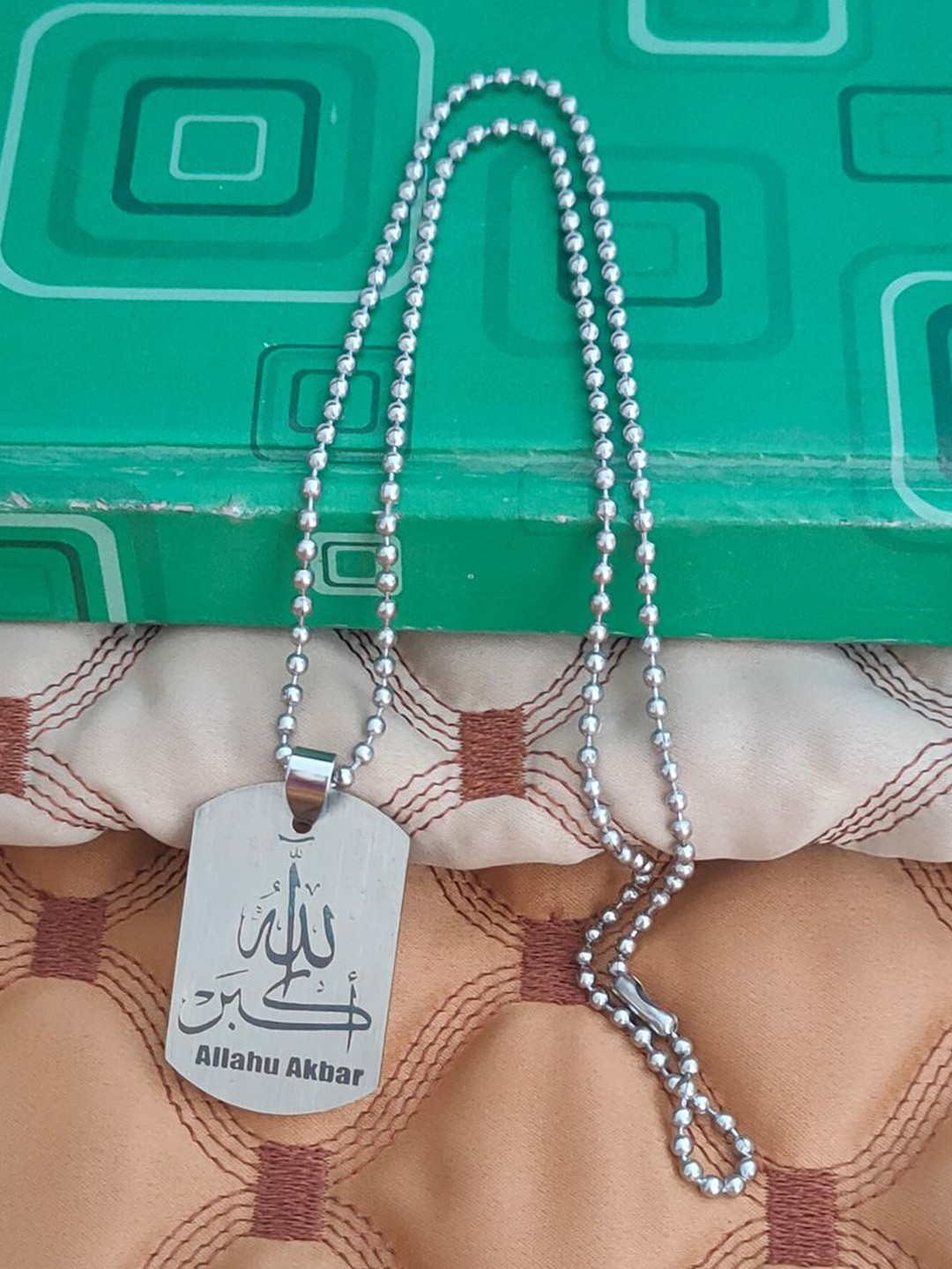 M Men Style Silver-Plated Stainless Steel Geometric Islamic Allah Pendant