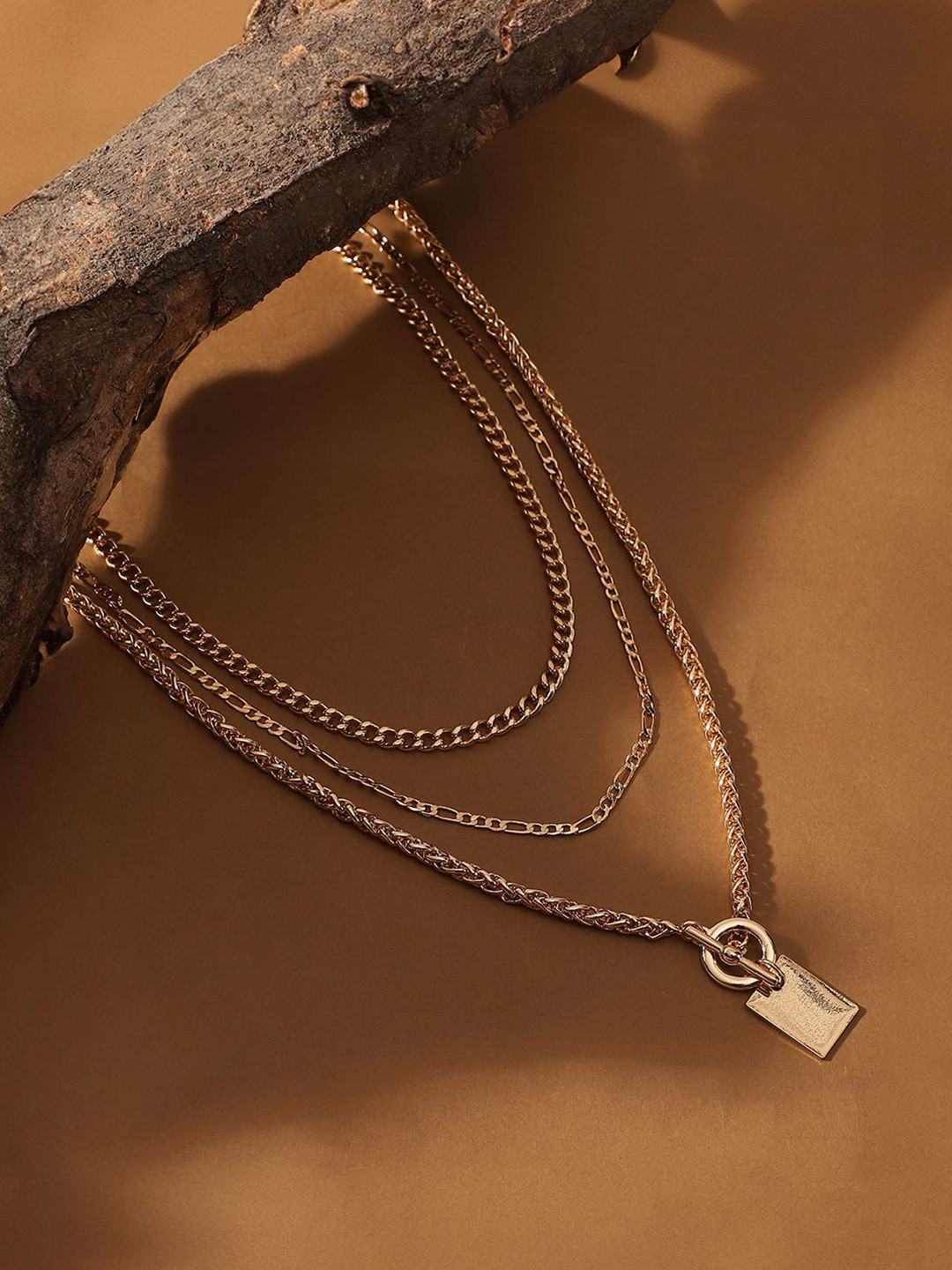 DressBerry The Interlock Charm Gold-Plated Layered Necklace