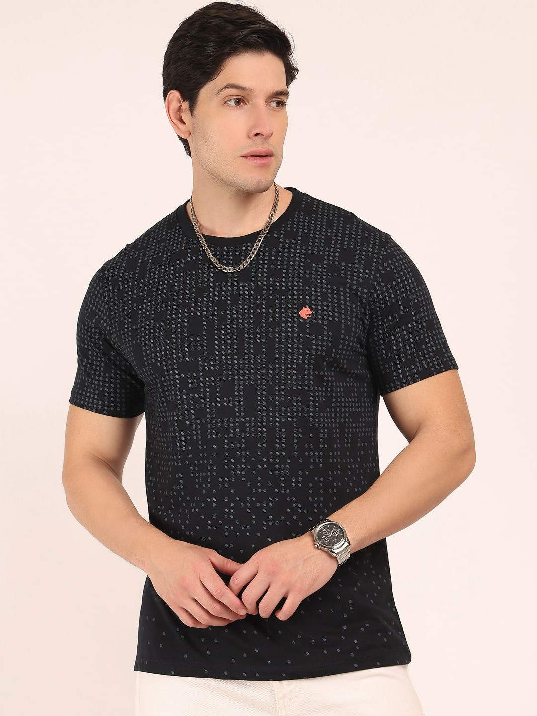 BUNCH OF BAD Printed Round Neck Cotton T-shirt