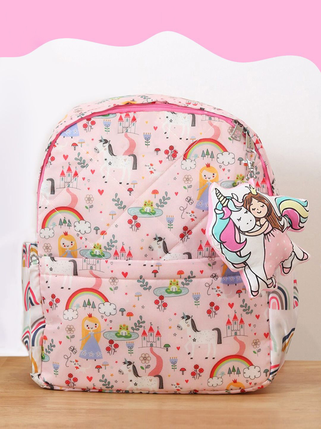 ROSADA Kids Princess Printed  Waterproof Backpack With Keychain-15inch