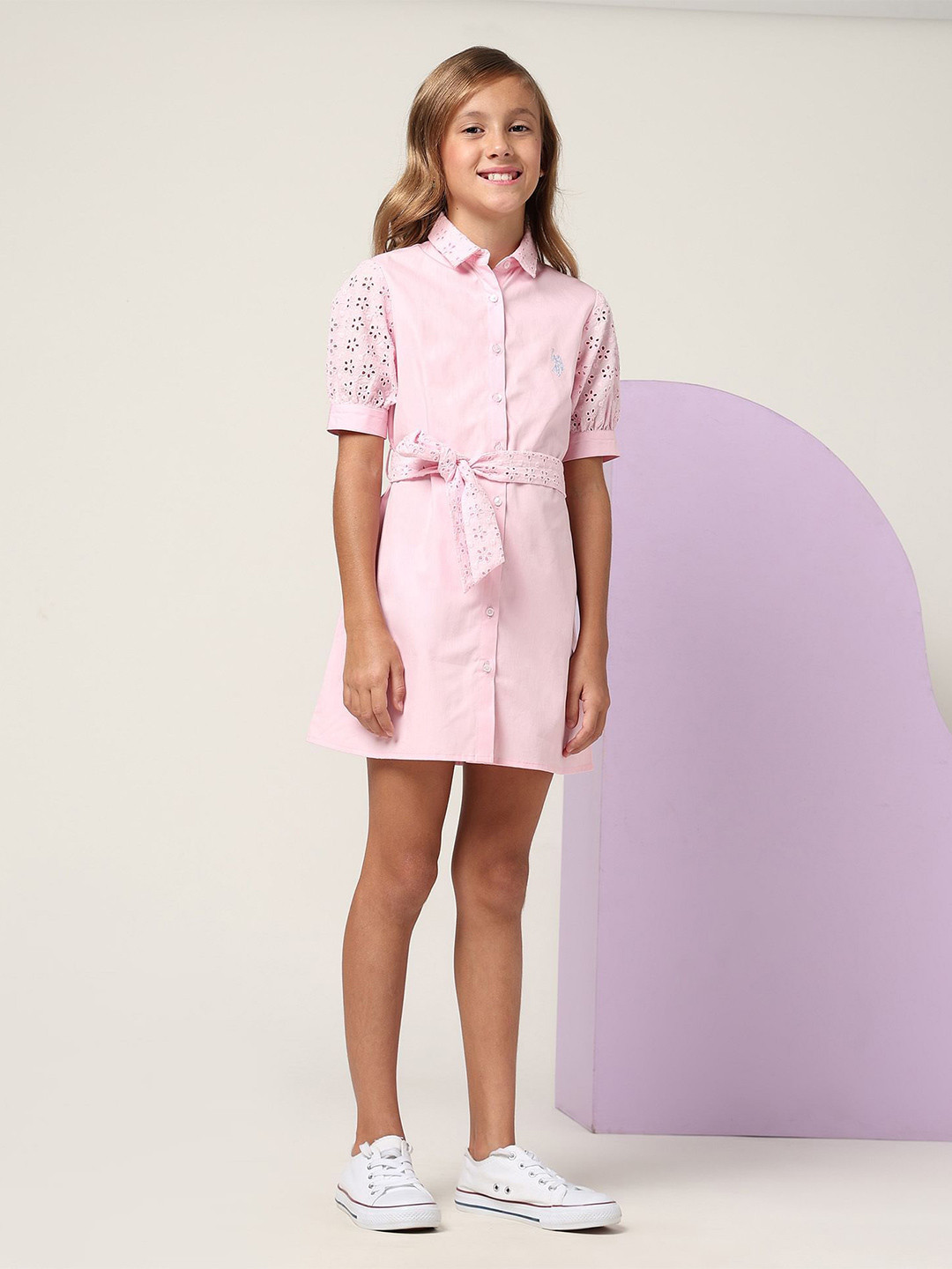 U.S. Polo Assn. Kids Embroidered A-Line Mini Dress