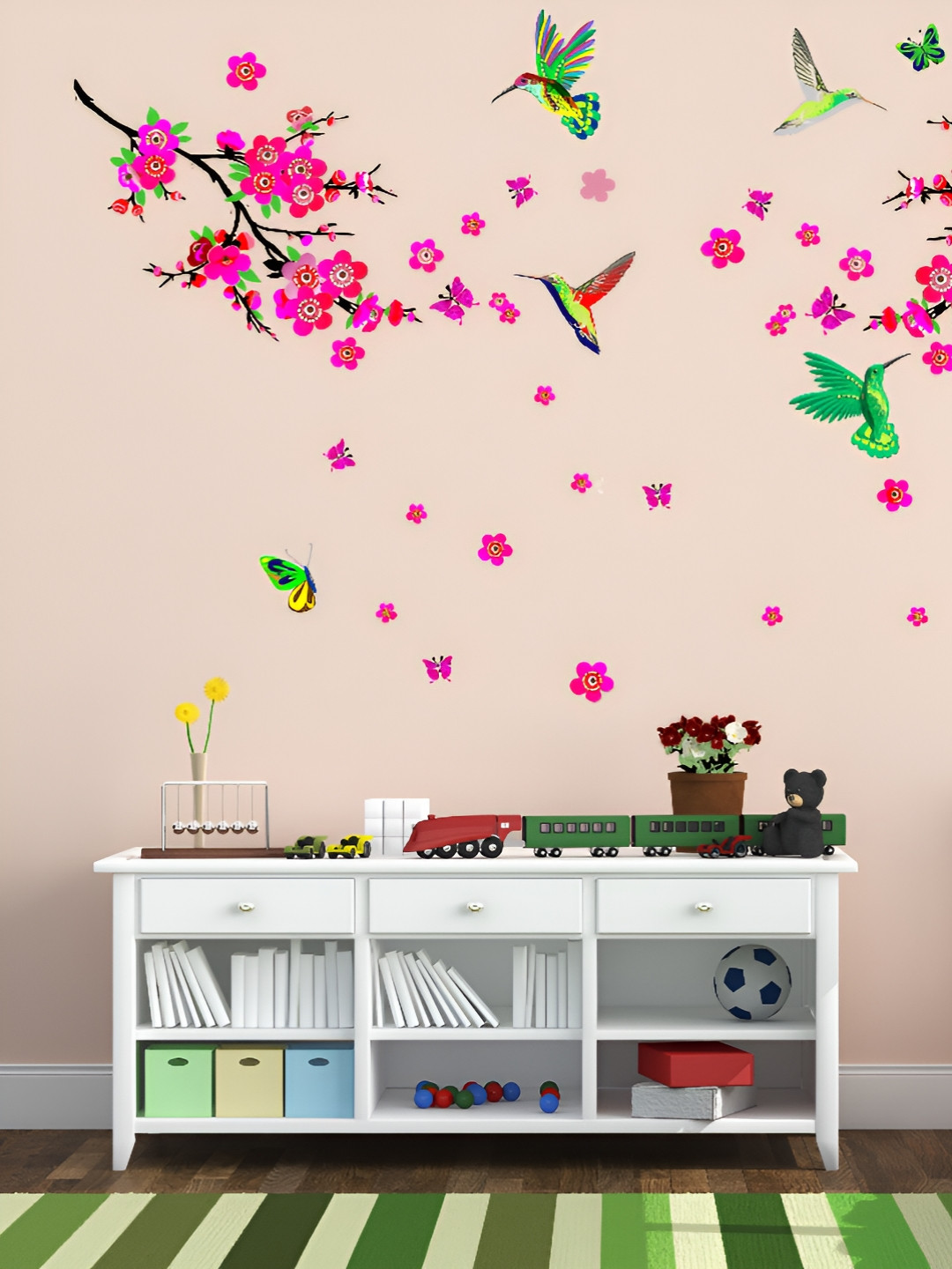 LANSTICK Pink & Black Printed Splash Proof Wallpaper