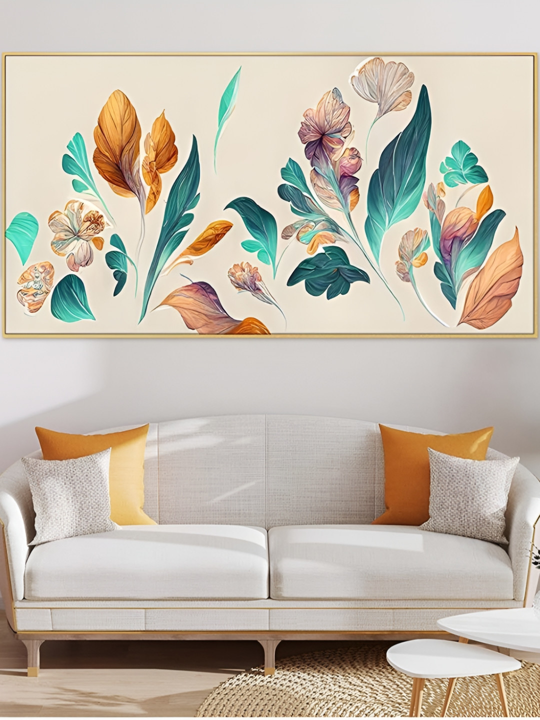 DEKORSTATION Green & Beige Floral And Botanical Canvas Wall Art