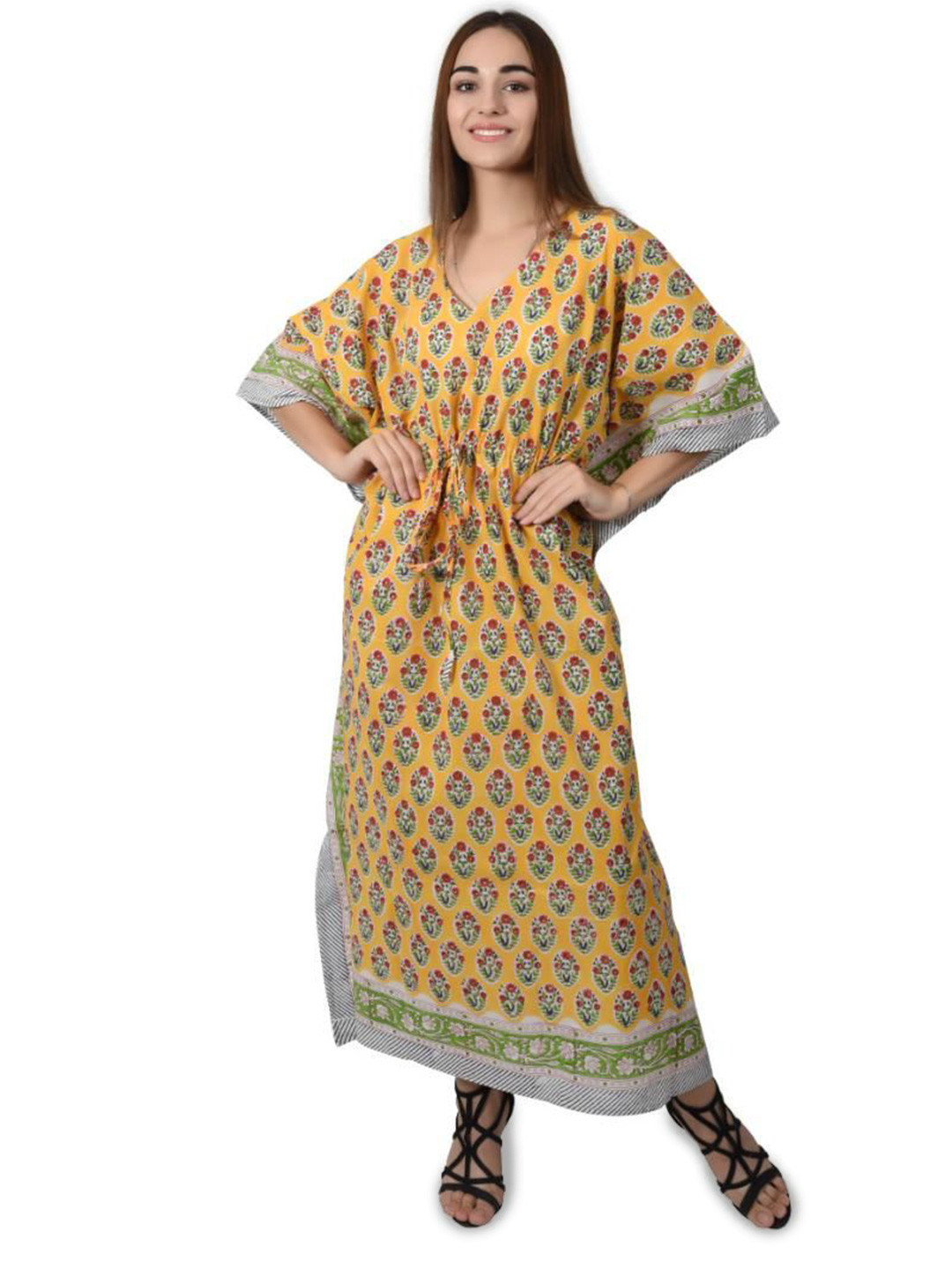 Fabric Venue Floral Print Kaftan Maxi Dress