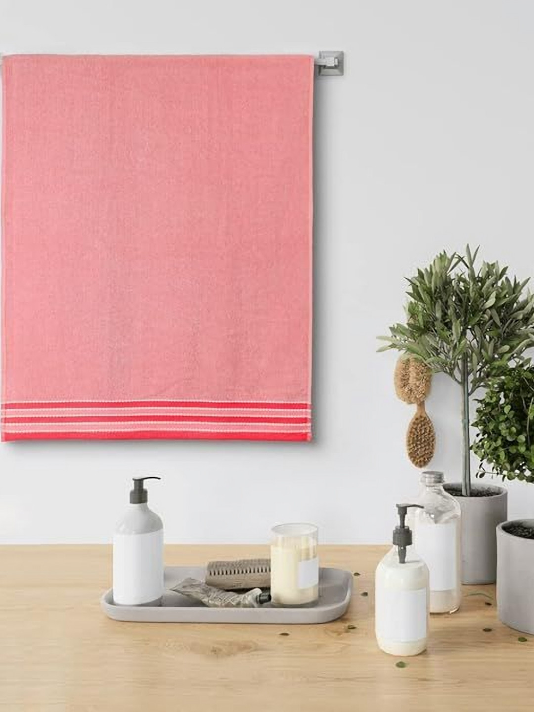 METRO LIVING Pink 400 GSM Cotton Bath Towel