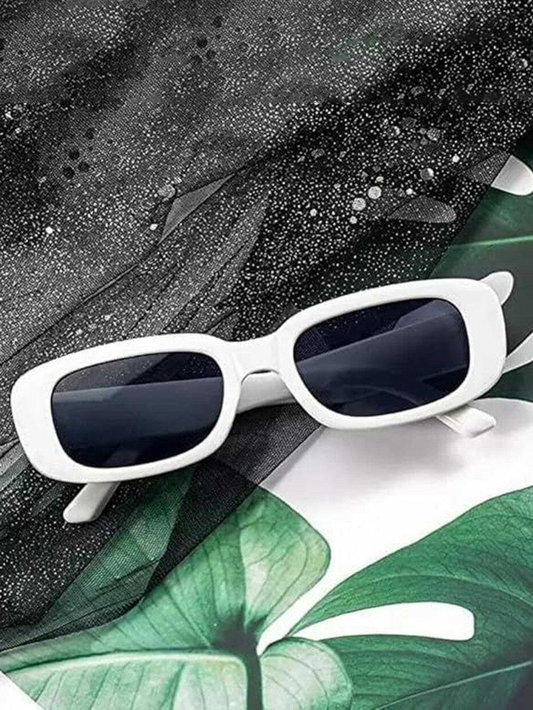 PIRASO Unisex Rectangle Sunglasses with UV Protected Lens 95004 WHITE