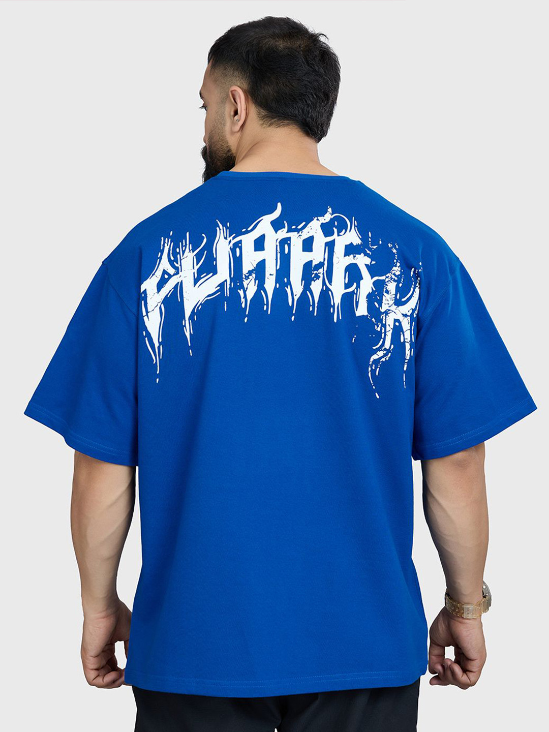 FUAARK Mens Ignite 3/4 Sleeves Cotton Oversized Fit Printed Gym Workout Tshirt