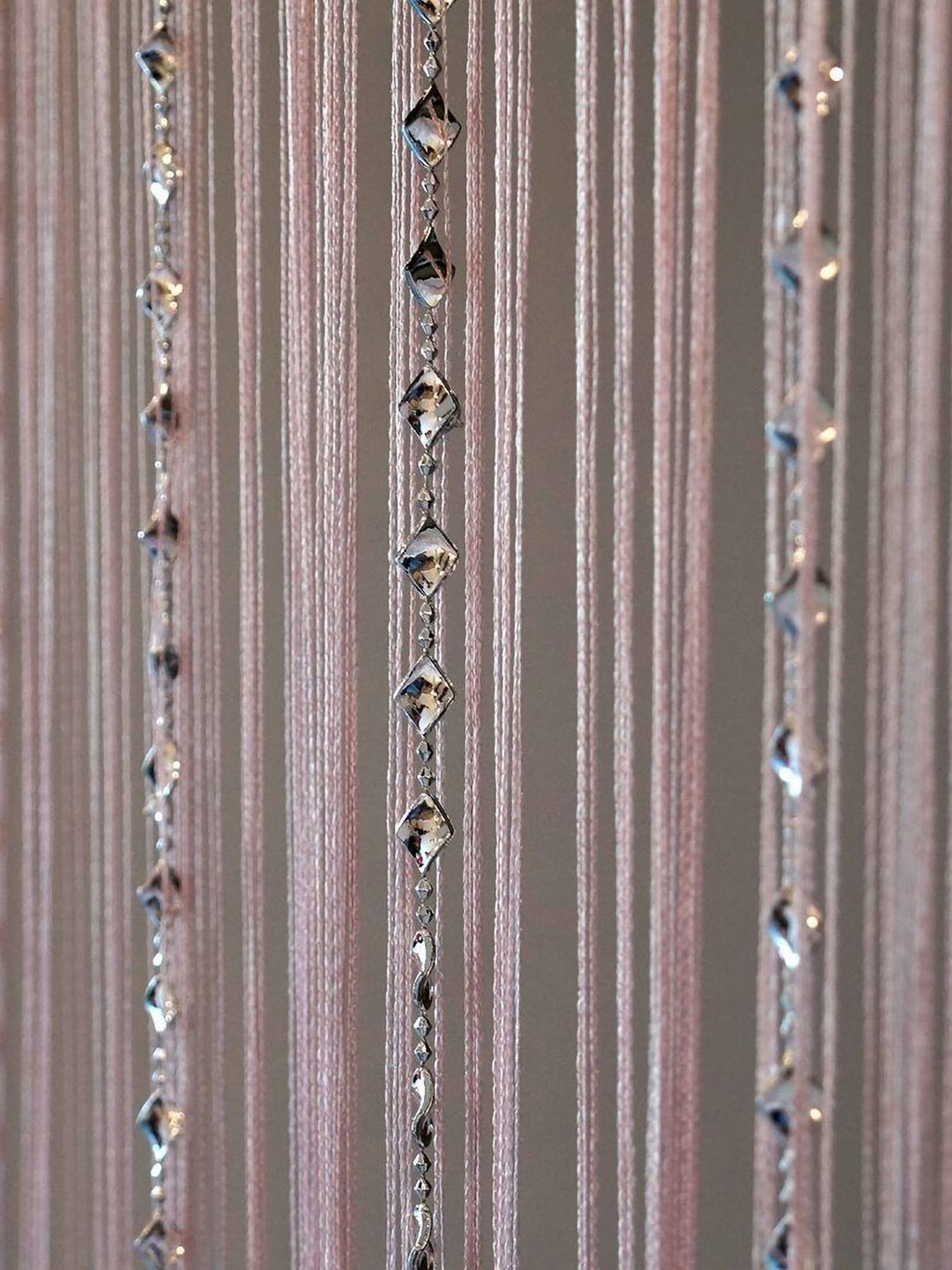 PINDIA Pink & Silver Self Design Sheer Long Door Curtain