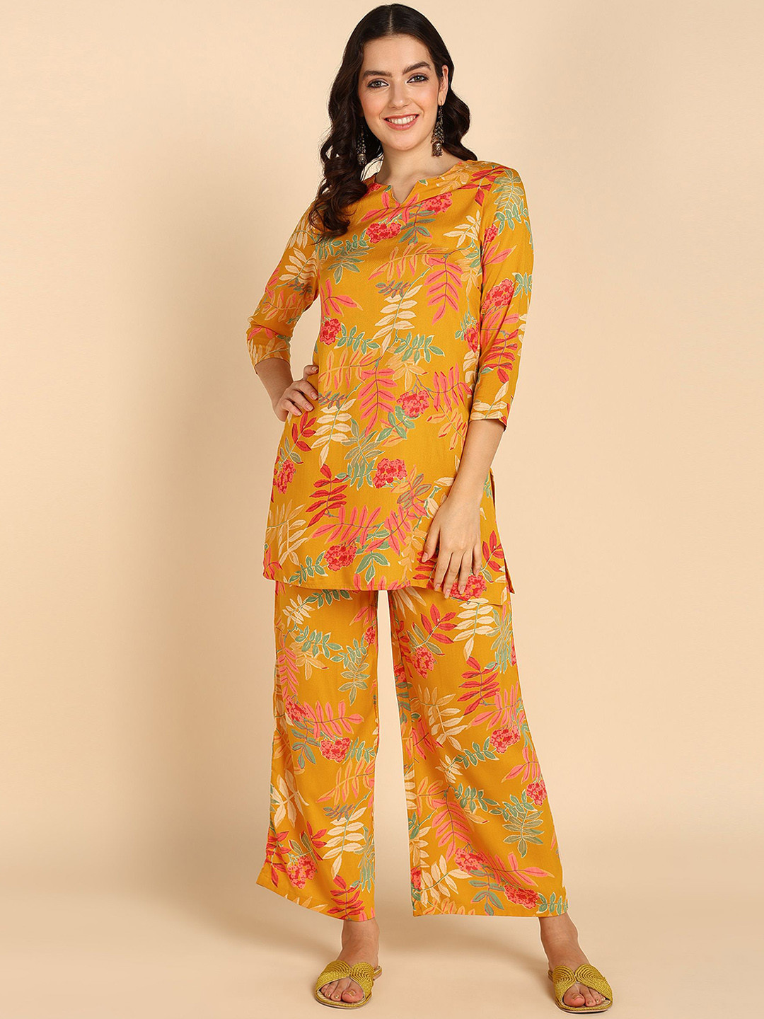 Asami Printed V-Neck Tunic With Palazzos Co-Ords