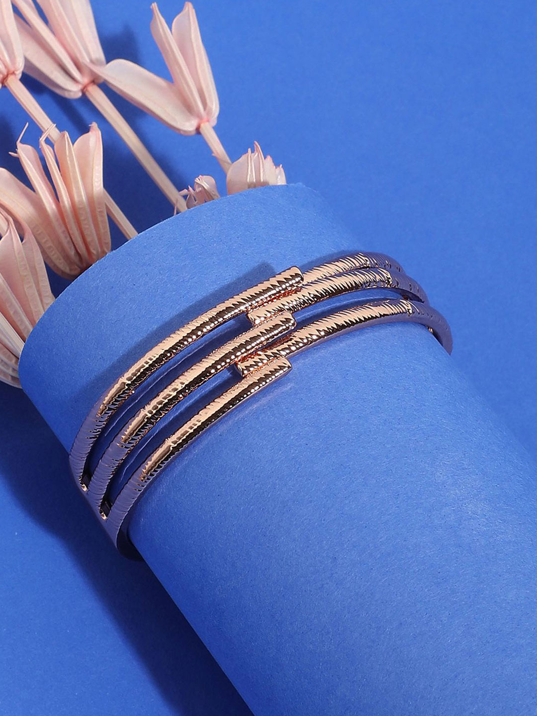 DressBerry Rose Gold-Plated Minimal Metallic Multistrand Bracelet