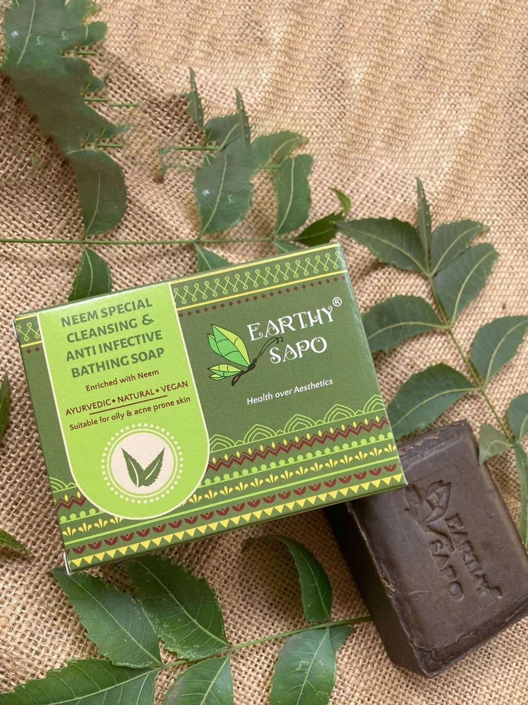 EARTHY SAPO Set Of 2 Neem Special Cleansing & Anti-Infective Bathing Soap - 100 g Each