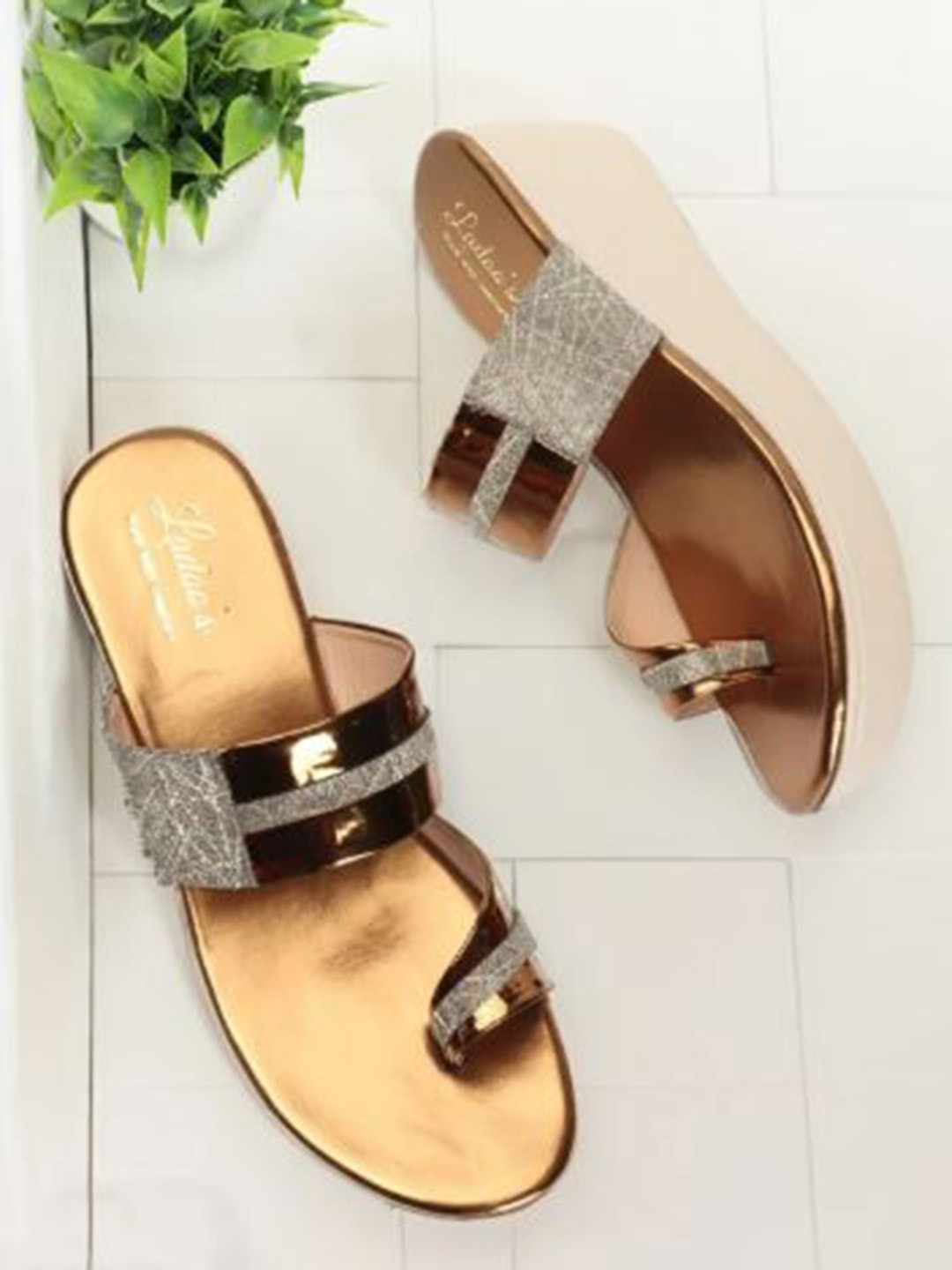 LADOO'S Women Leather Wedge Heels Sandals