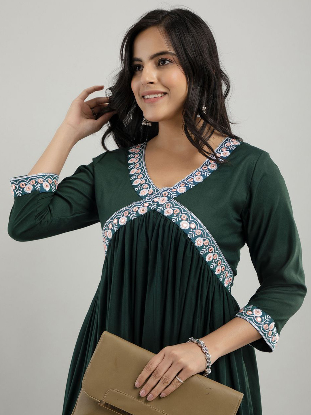 HERE&NOW Women Embroidered Alia Cut Anarkali kurta
