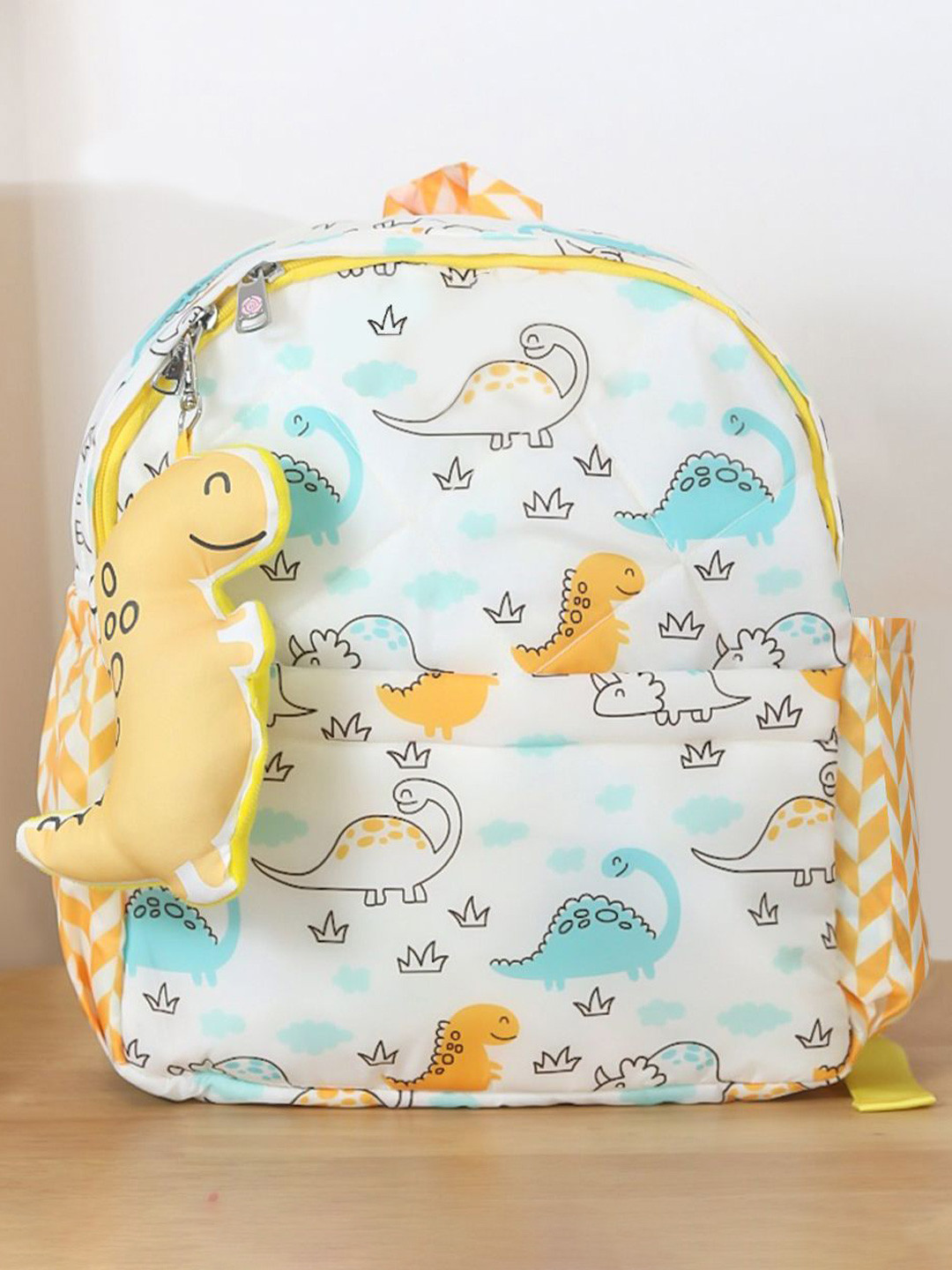 ROSADA Kids Dinosaur Printed  Waterproof Backpack With Keychain-13inch