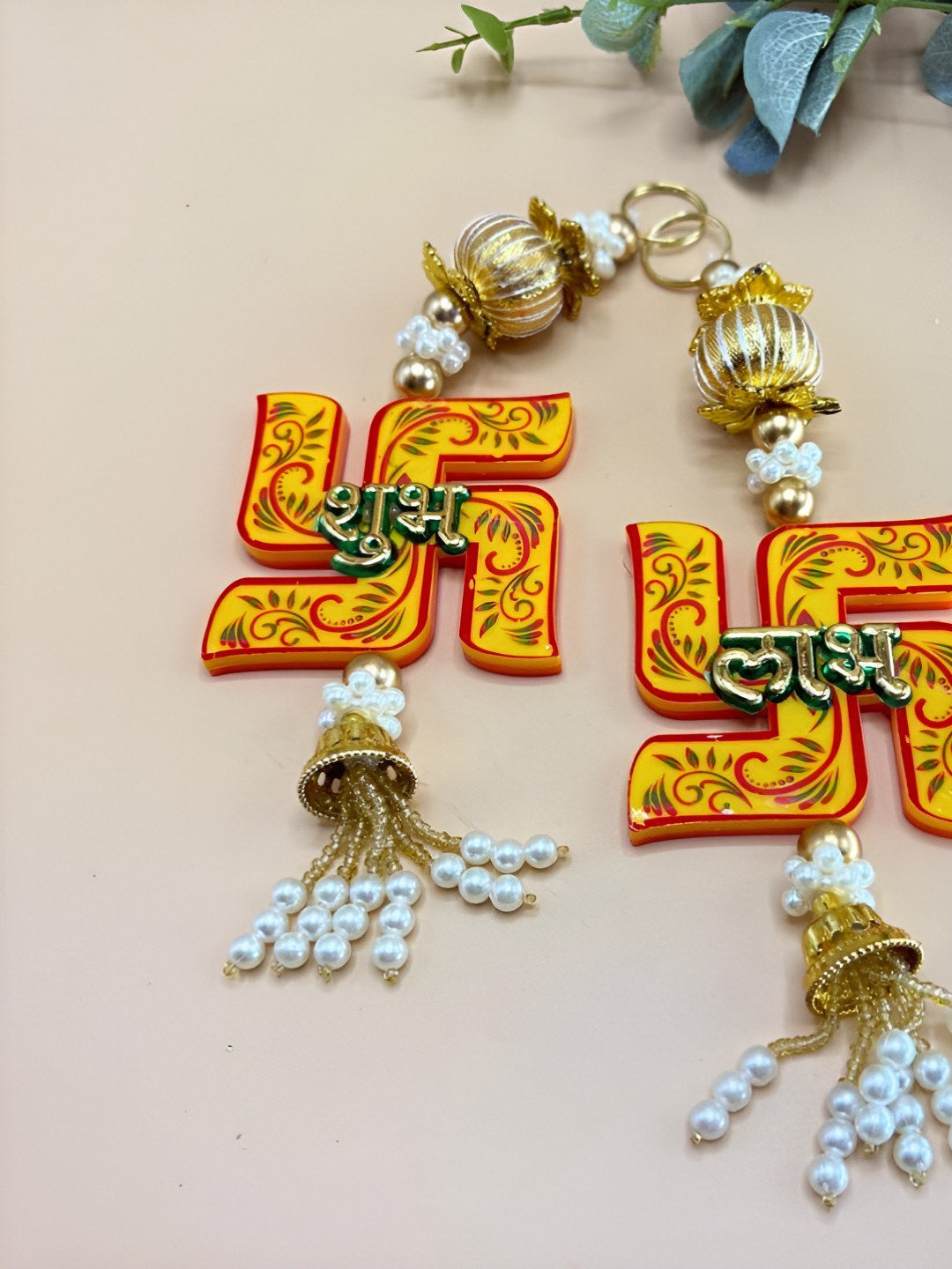 THE HOME CO. Fabric Tasselled Matte Hanging Hall 2Pcs Spiritual Wall Decor-8.5In