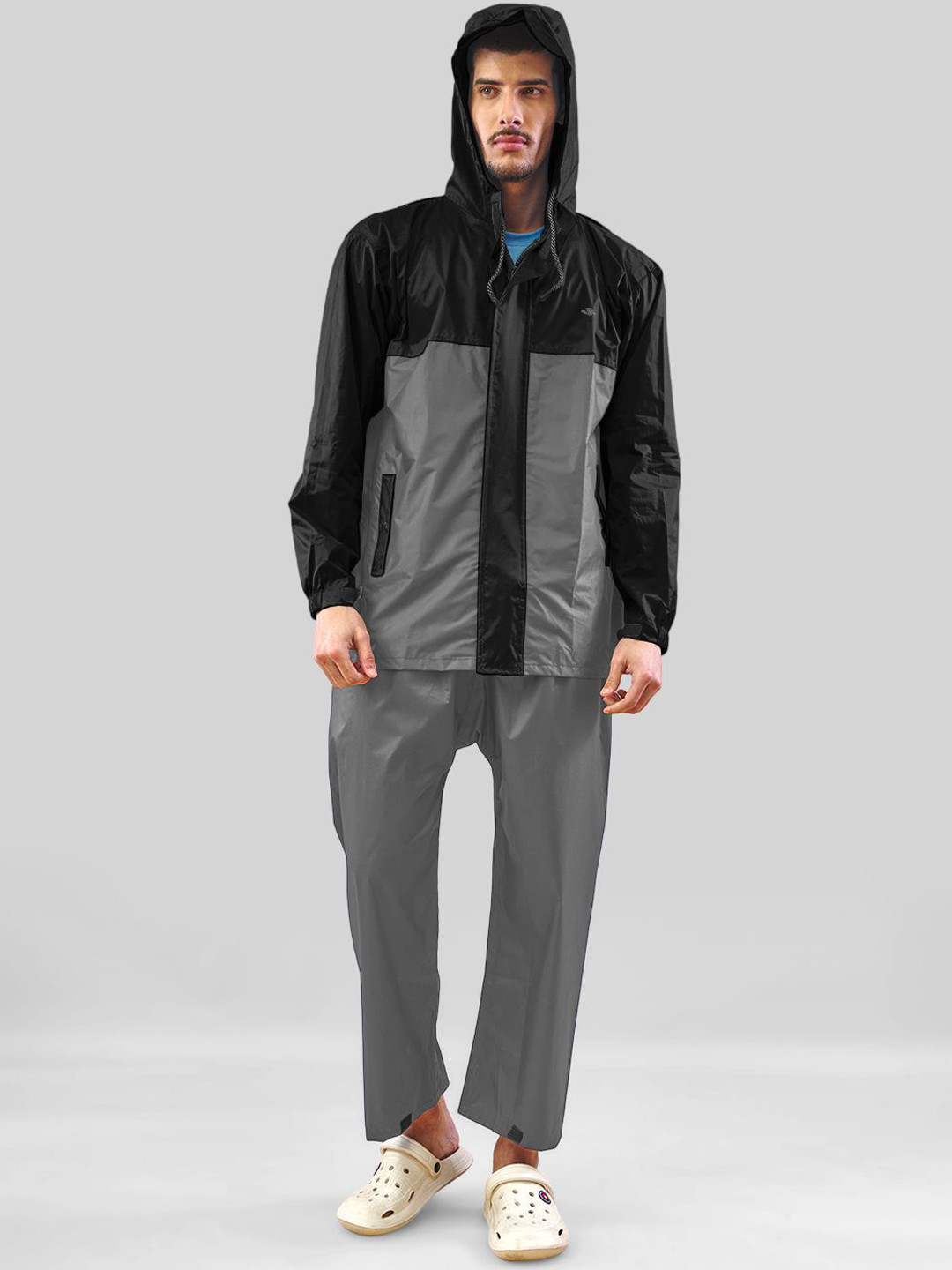 LUX VENUS Colourblocked Lightweight With Adjustable Hooded Rain Suit