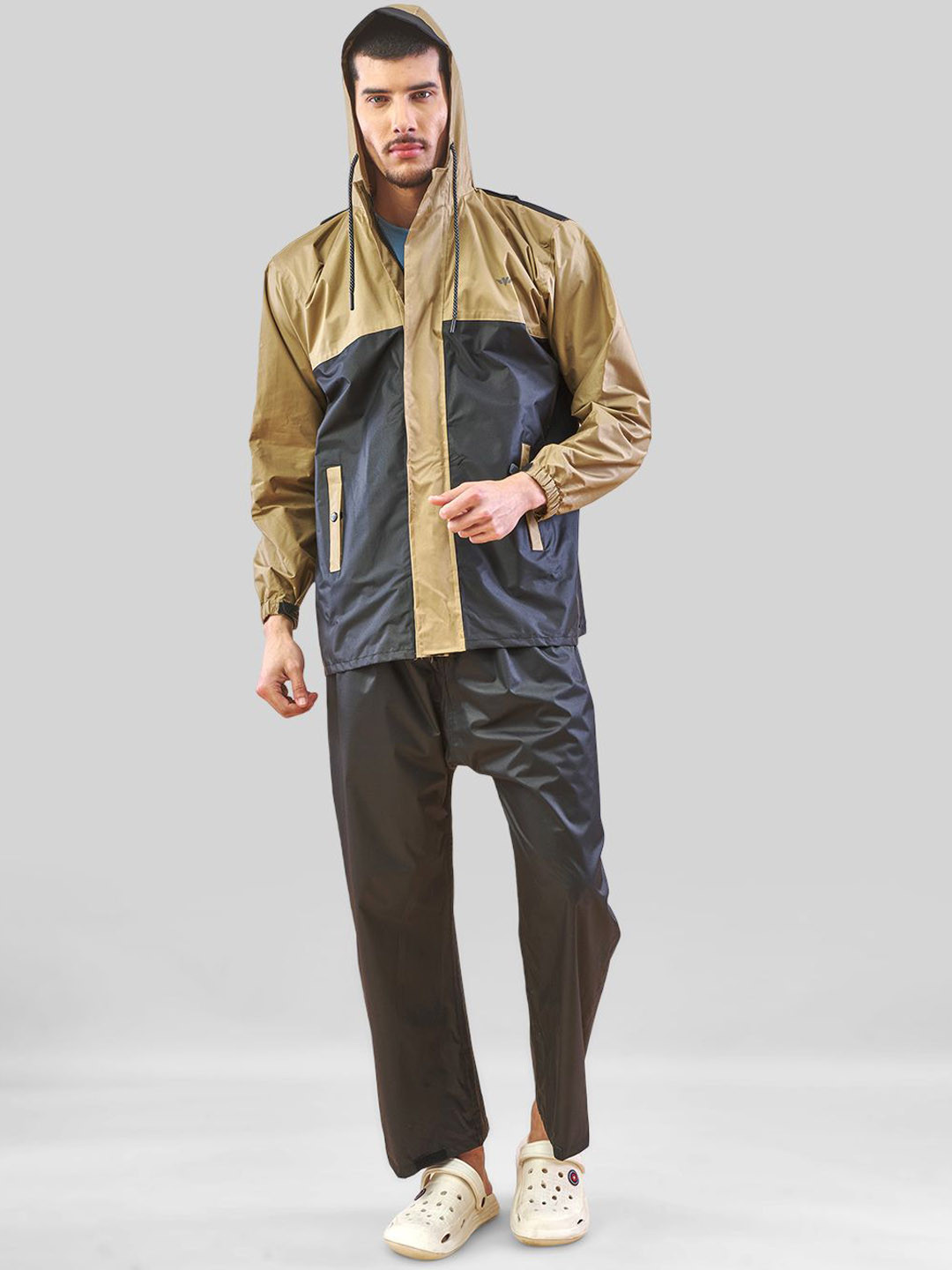 LUX VENUS Colourblocked Lightweight With Adjustable Hooded Rain Suit