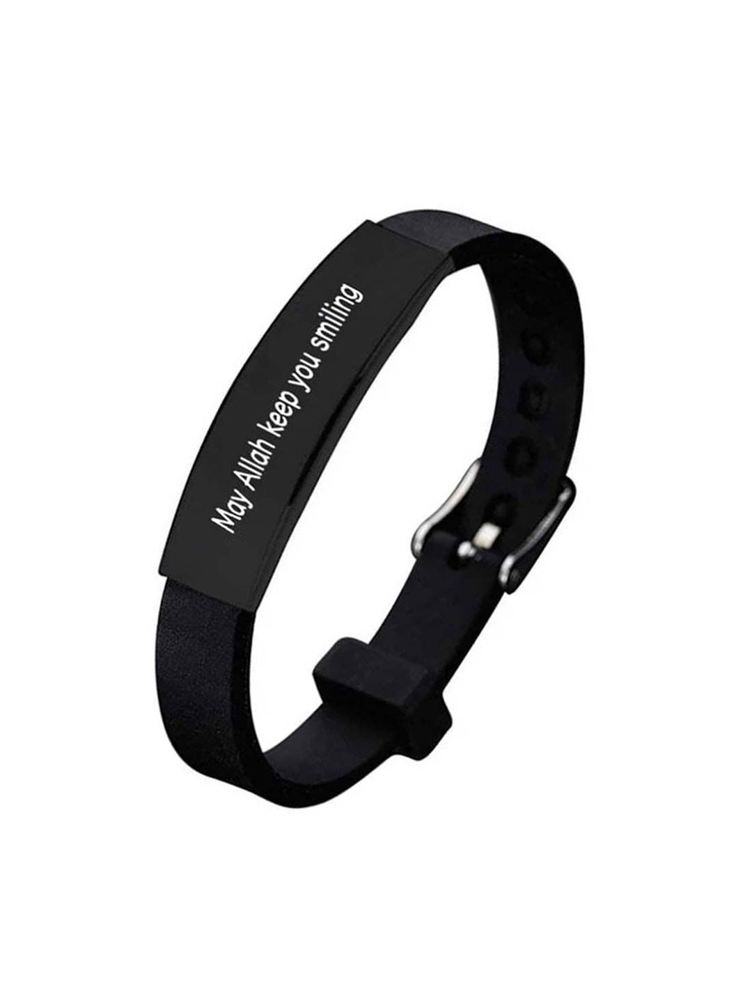 M Men Style Men Stainless Steel Religious Silicone Wraparound Bracelet
