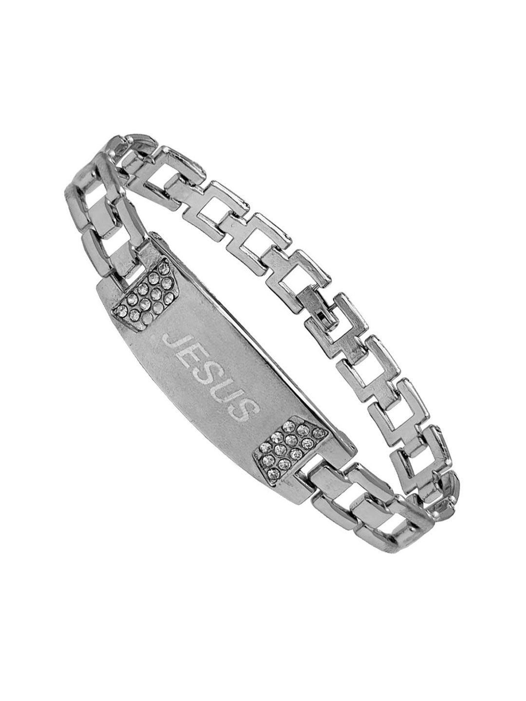 M Men Style Stainless Steel Religious Link Bracelet