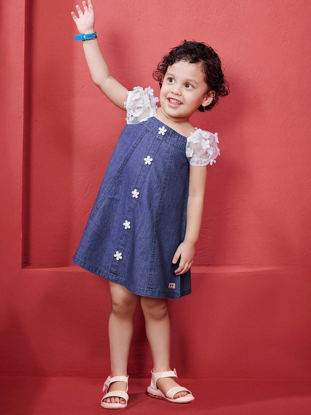 Sangria Girls Denim Embellished Mini Dress